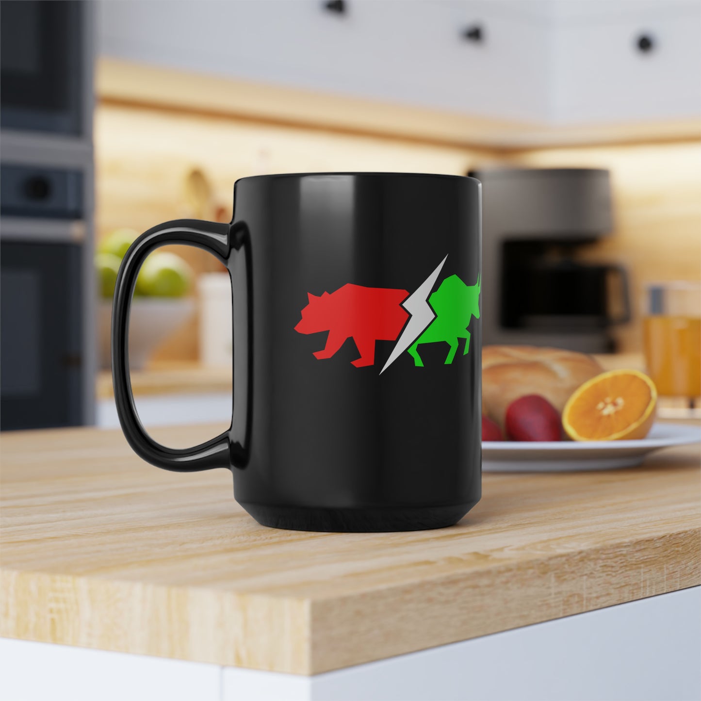 Bullish And Bearish (Stock Market) Black Mug 15oz