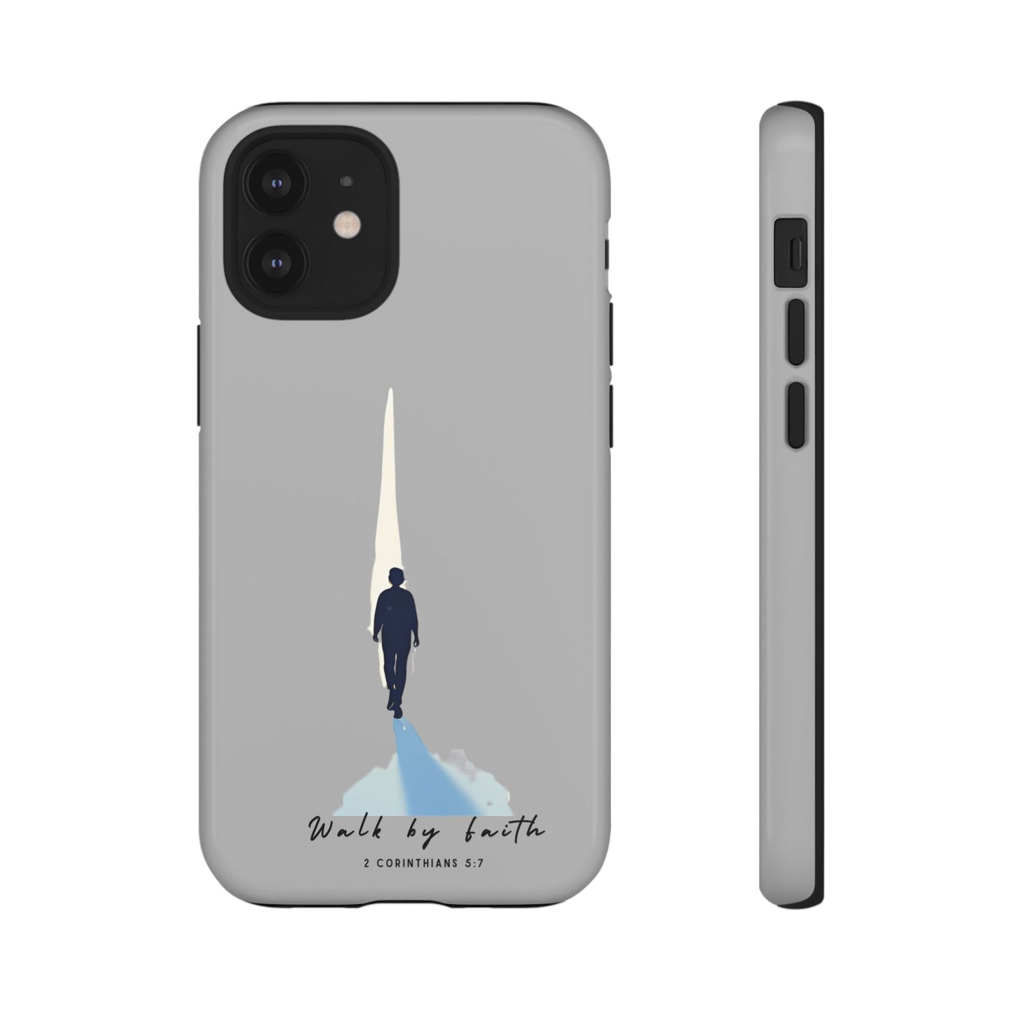 Inspirational Tough Phone Case - "Walk by Faith" Design - Bible Verse Phone Protection