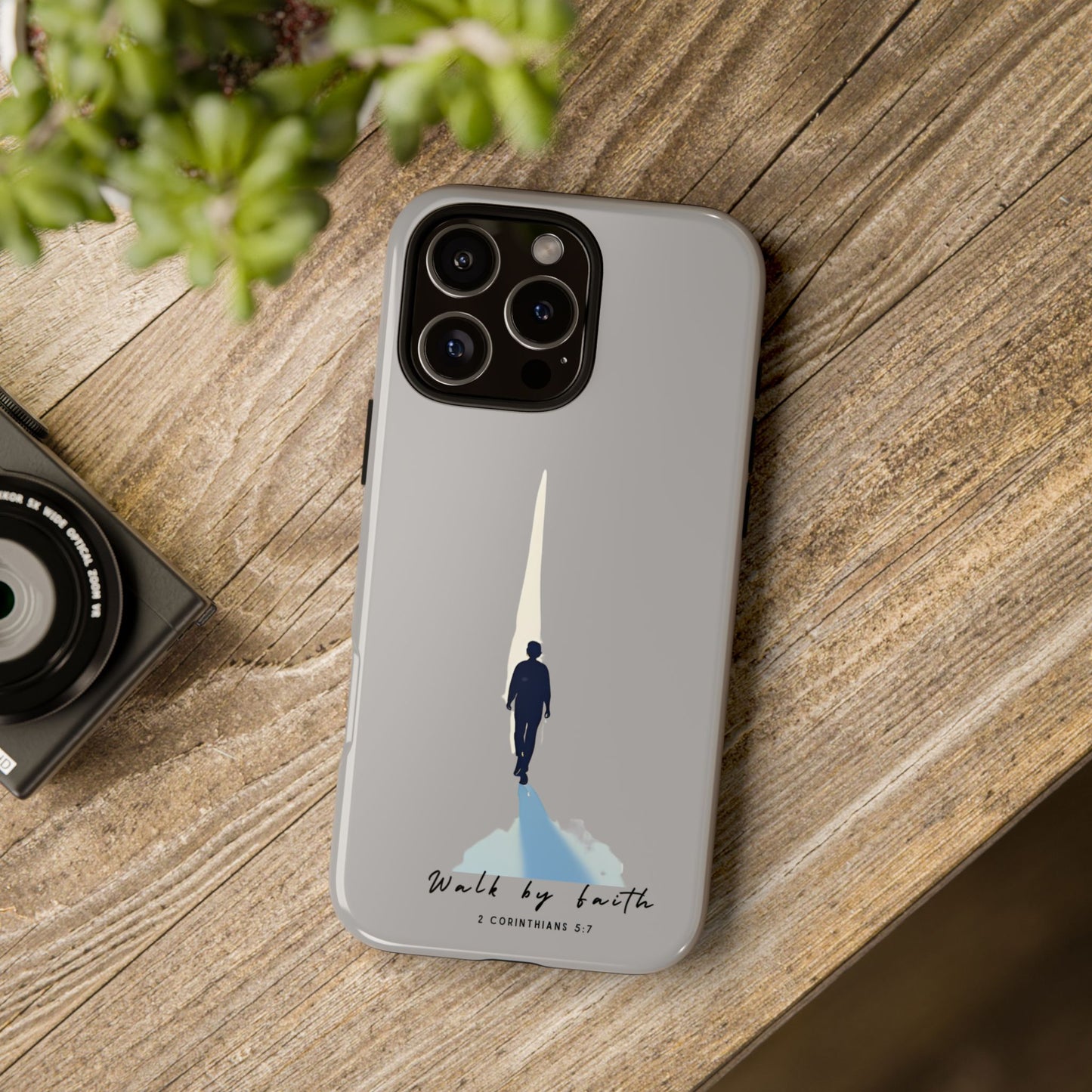 Inspirational Tough Phone Case - "Walk by Faith" Design - Bible Verse Phone Protection
