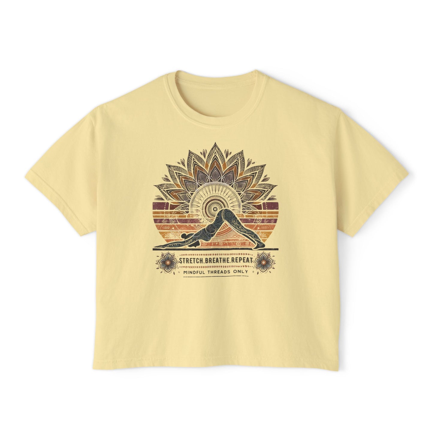 Graphic Meditation Women's Boxy Tee - Casual Love Design for Everyday Yoga