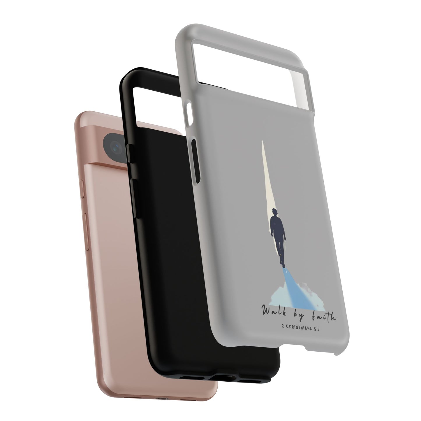 Inspirational Tough Phone Case - "Walk by Faith" Design - Bible Verse Phone Protection