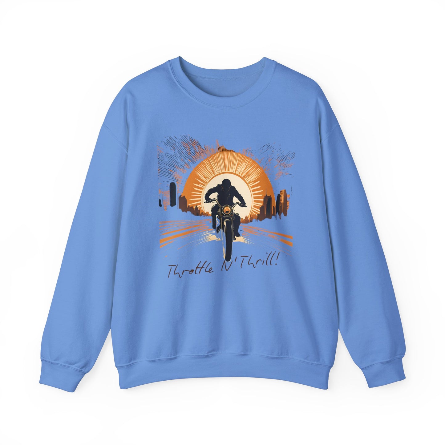 Graphic Designed Throttle and Thrill Bikers Crewneck Sweatshirt