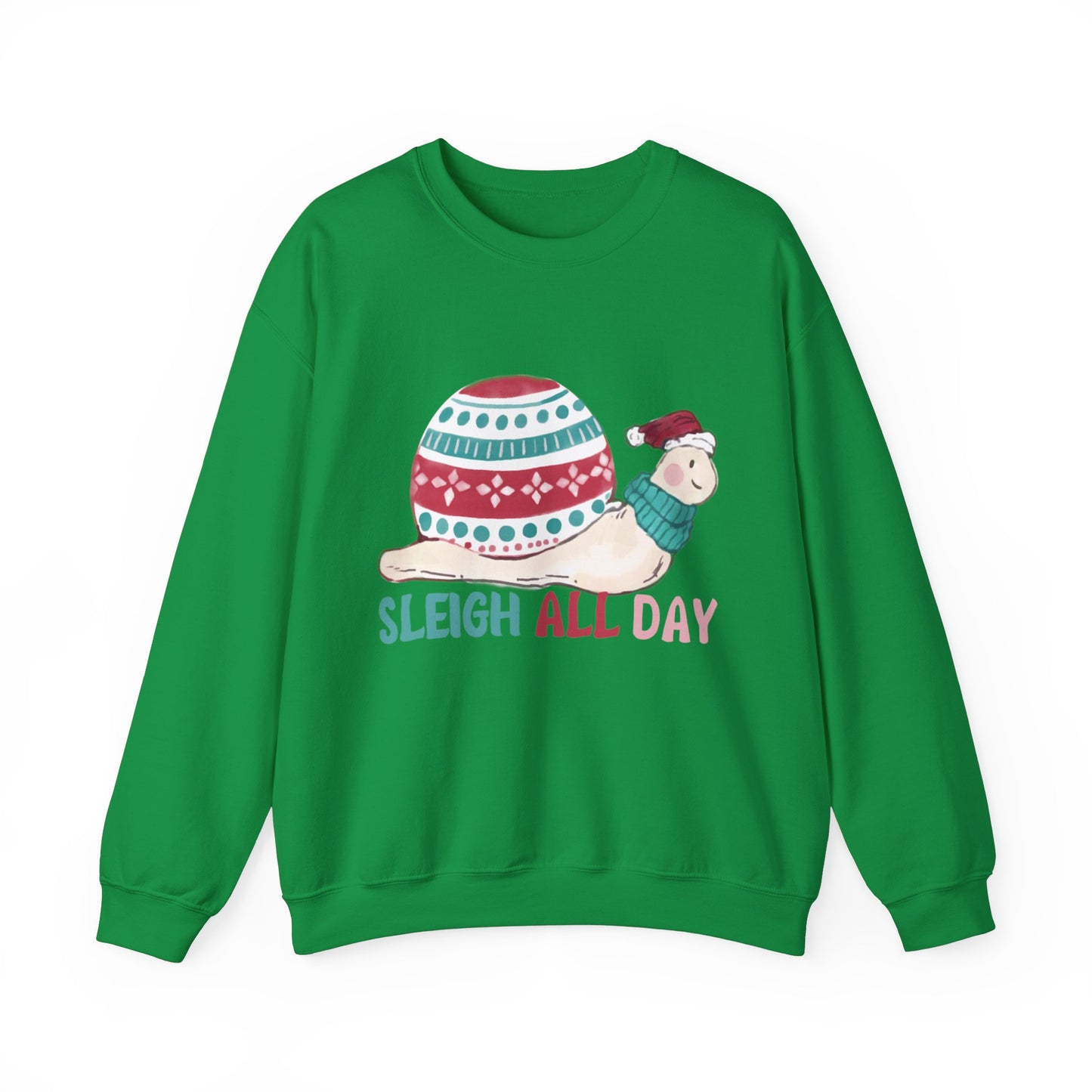 Graphic Designed Holiday Christmas Snowman Sleigh Unisex Crewneck Sweatshirt