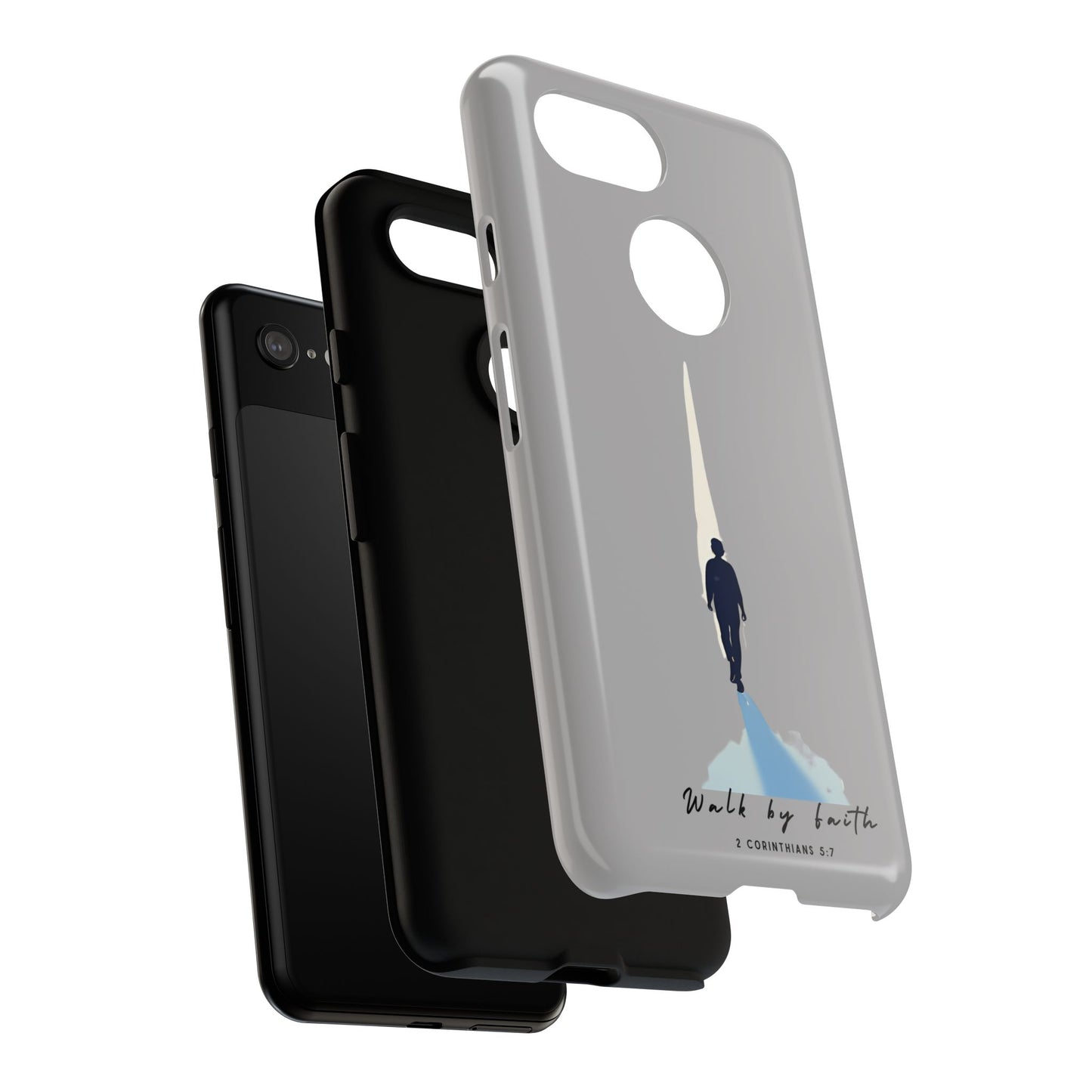 Inspirational Tough Phone Case - "Walk by Faith" Design - Bible Verse Phone Protection