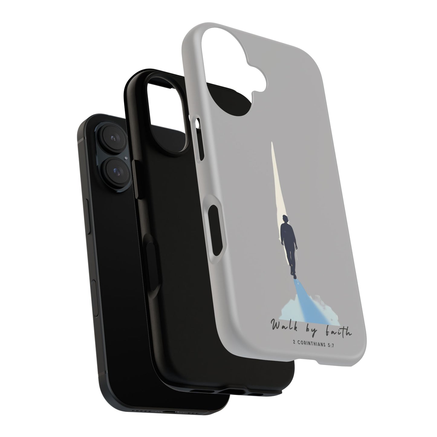 Inspirational Tough Phone Case - "Walk by Faith" Design - Bible Verse Phone Protection
