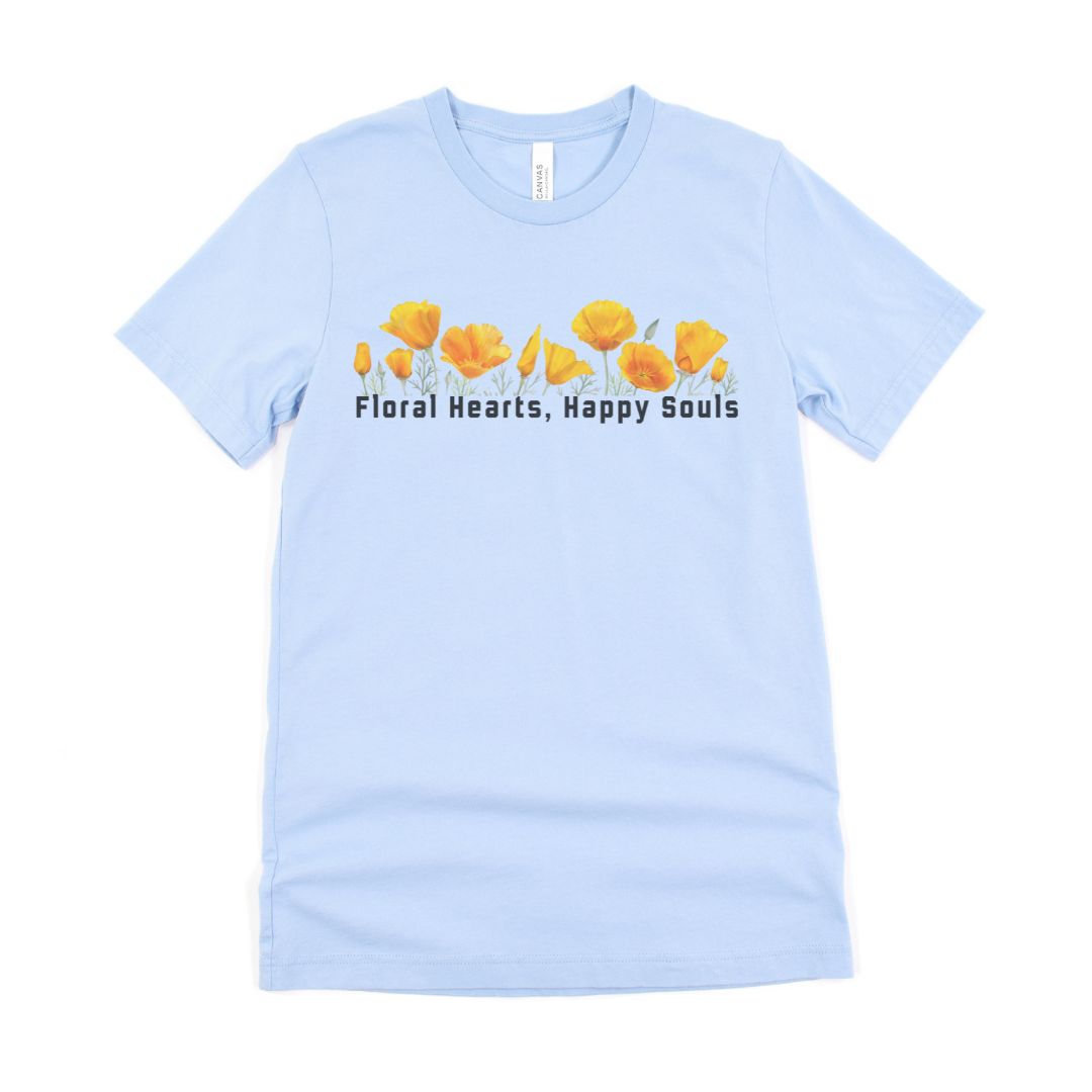 Floral Hearts Happy Soul Graphic Ultimate Comfort Styled Unisex T-shirt