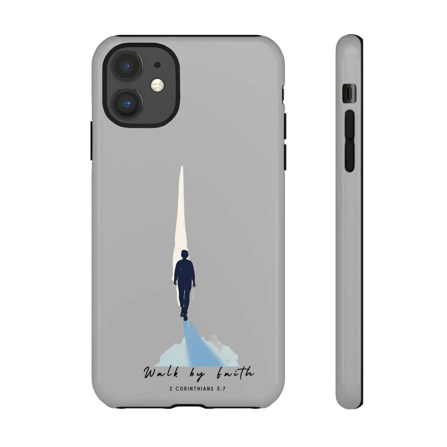 Inspirational Tough Phone Case - "Walk by Faith" Design - Bible Verse Phone Protection