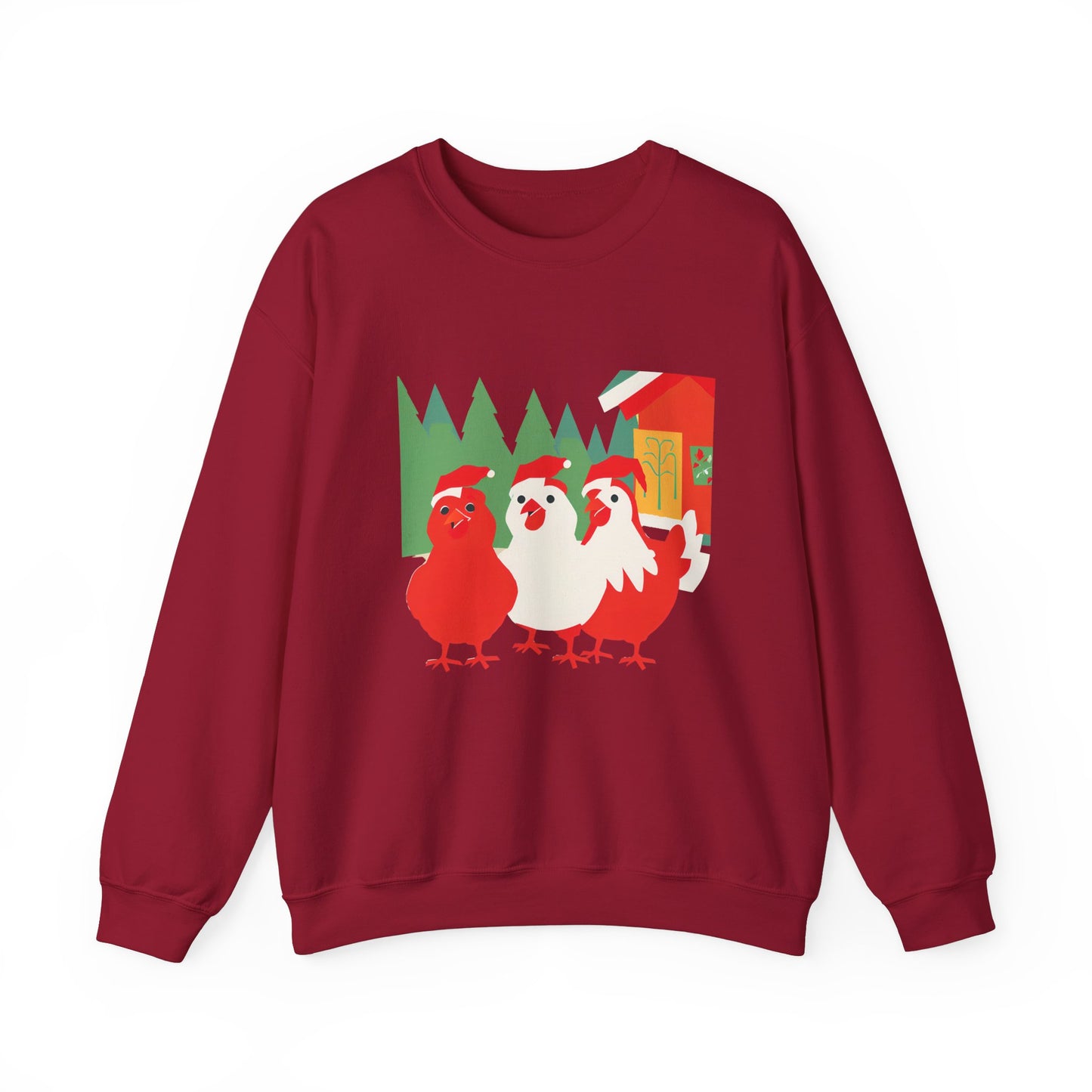 Graphic Designed Holiday Christmas Chicken Unisex Crewneck Sweatshirt