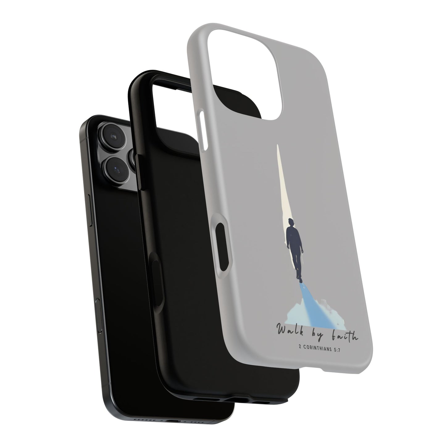 Inspirational Tough Phone Case - "Walk by Faith" Design - Bible Verse Phone Protection