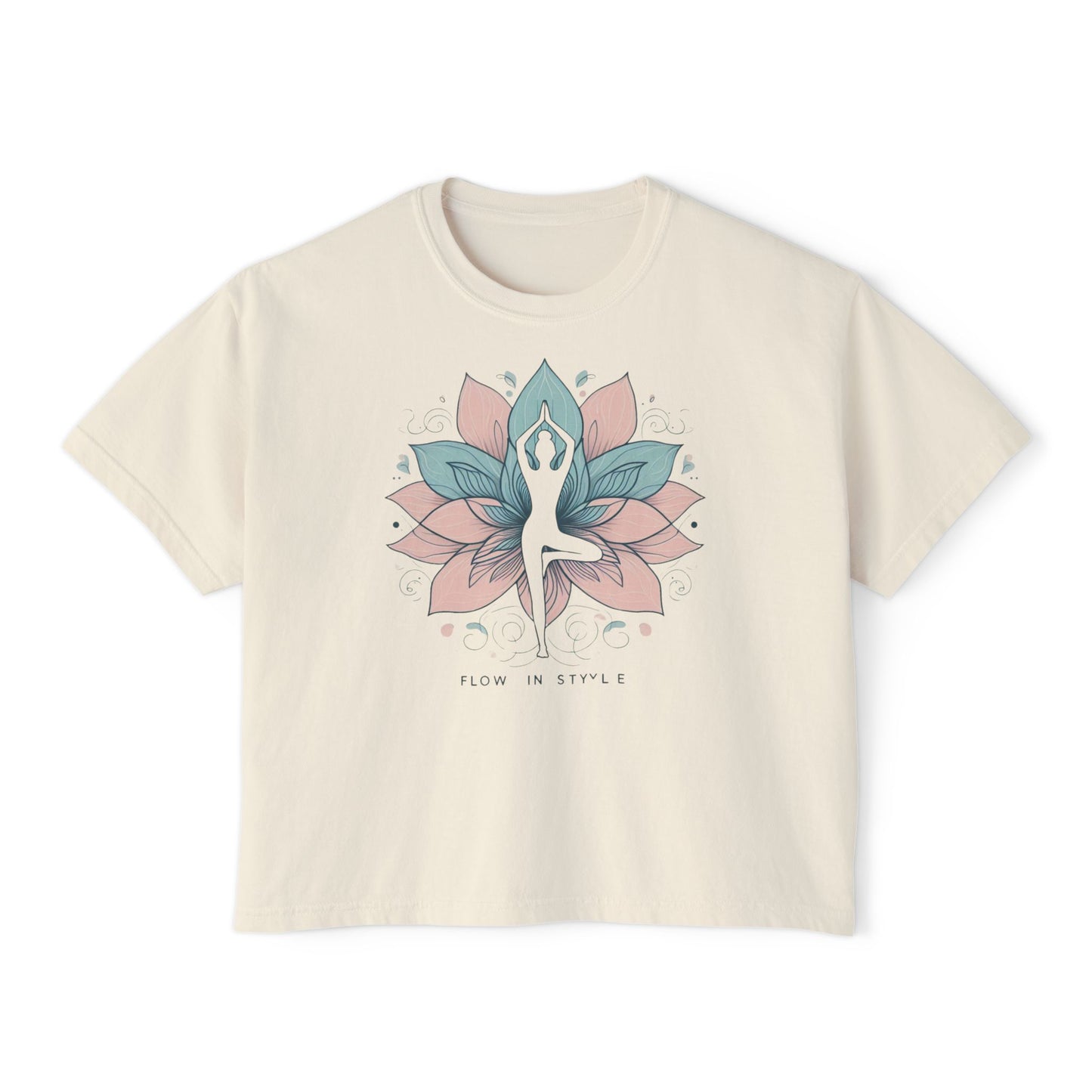 Graphic Meditation Women's Boxy Tee - Casual Love Design for Everyday Yoga