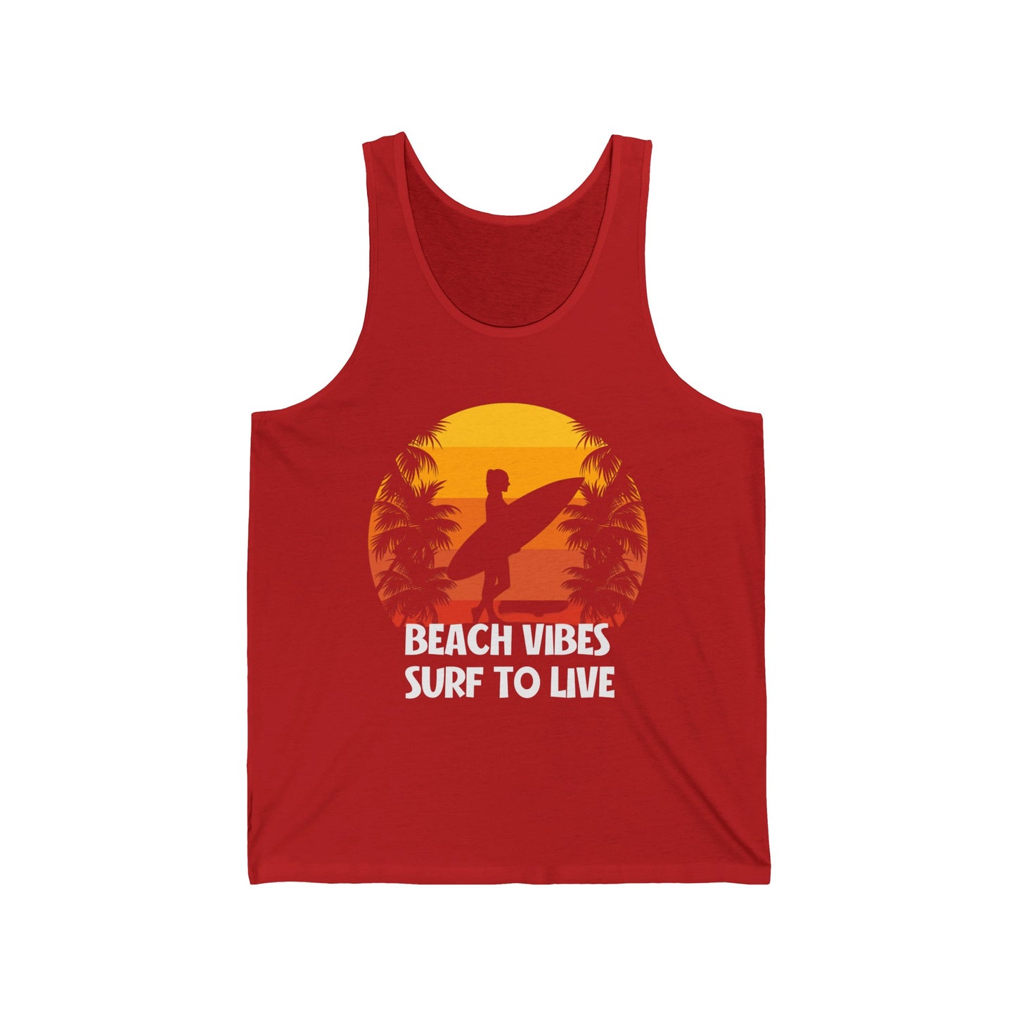 Beach Vibe Surf To Live Summer Ultimate Comfort Styled Unisex Tank Top