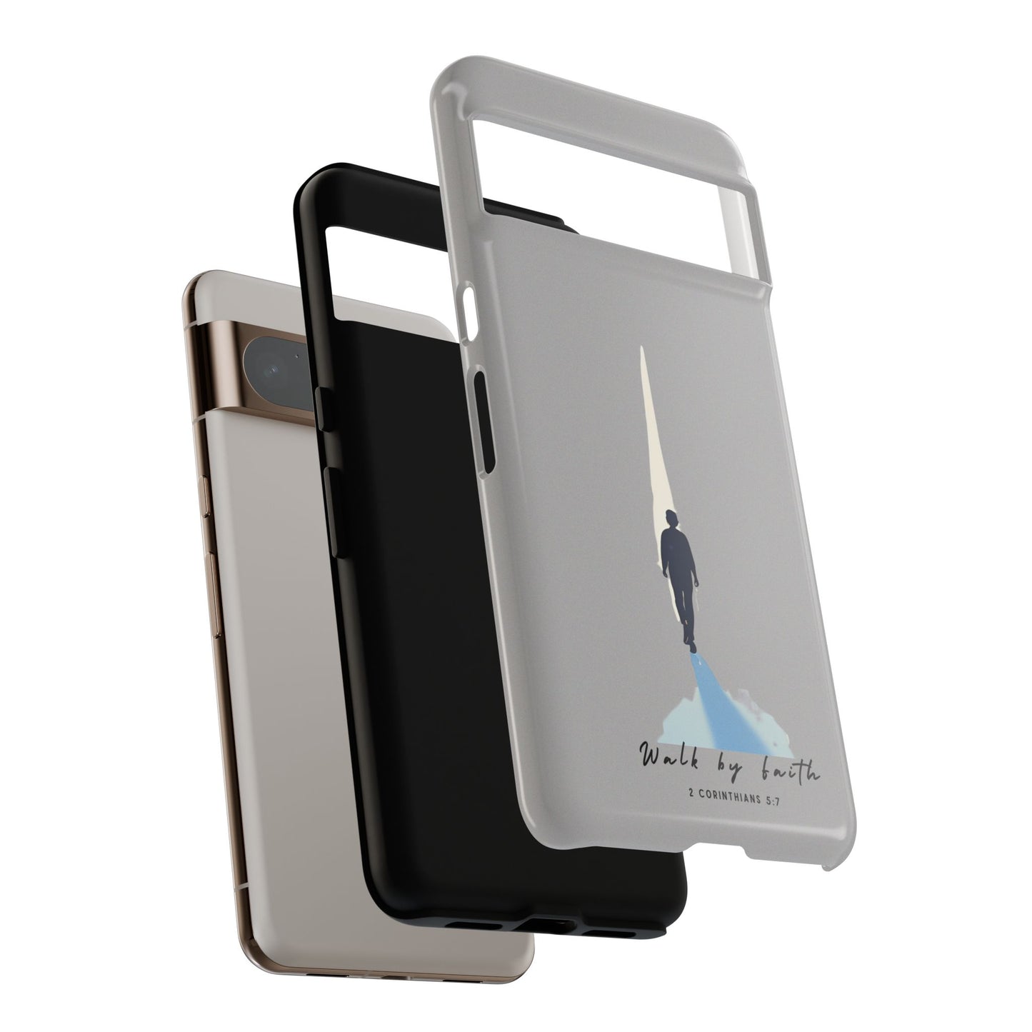 Inspirational Tough Phone Case - "Walk by Faith" Design - Bible Verse Phone Protection