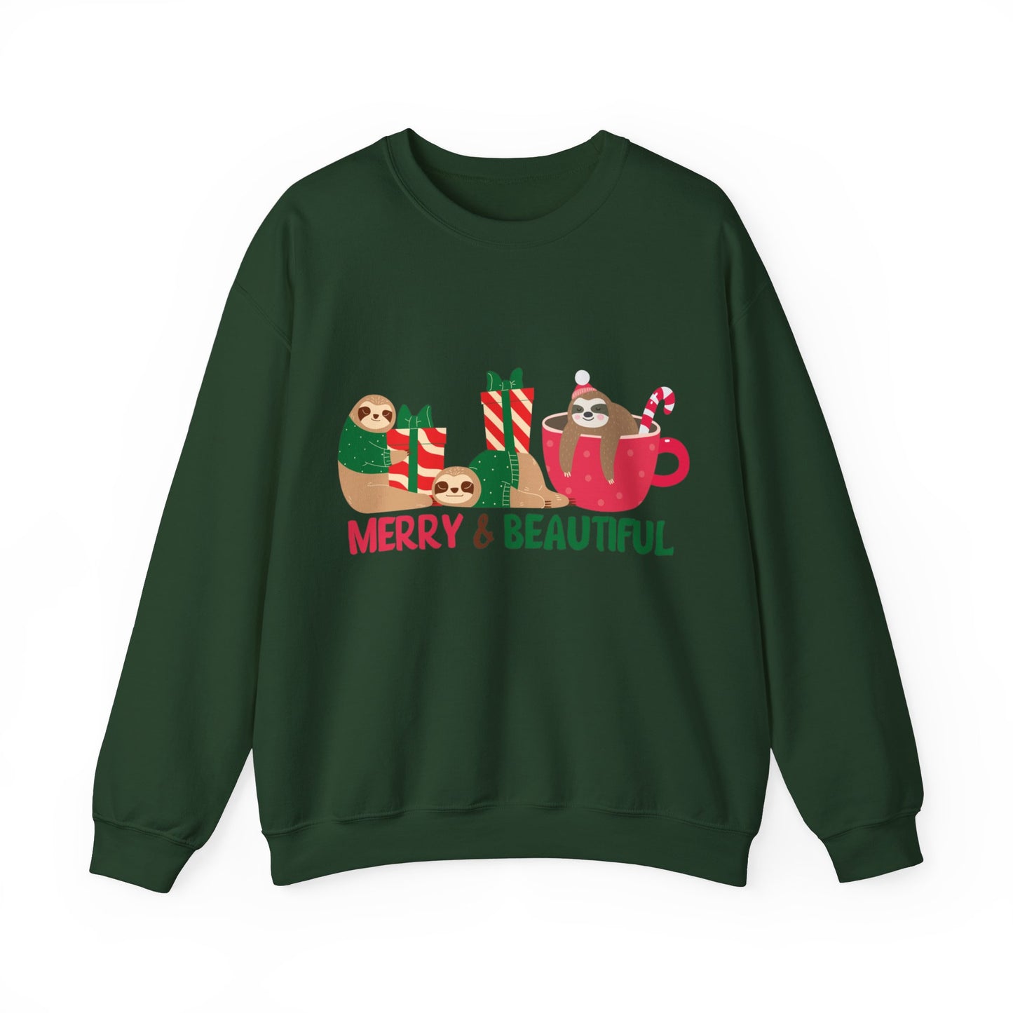 Graphic Designed Holiday Christmas Merry and Bright Unisex Crewneck Sweatshirt