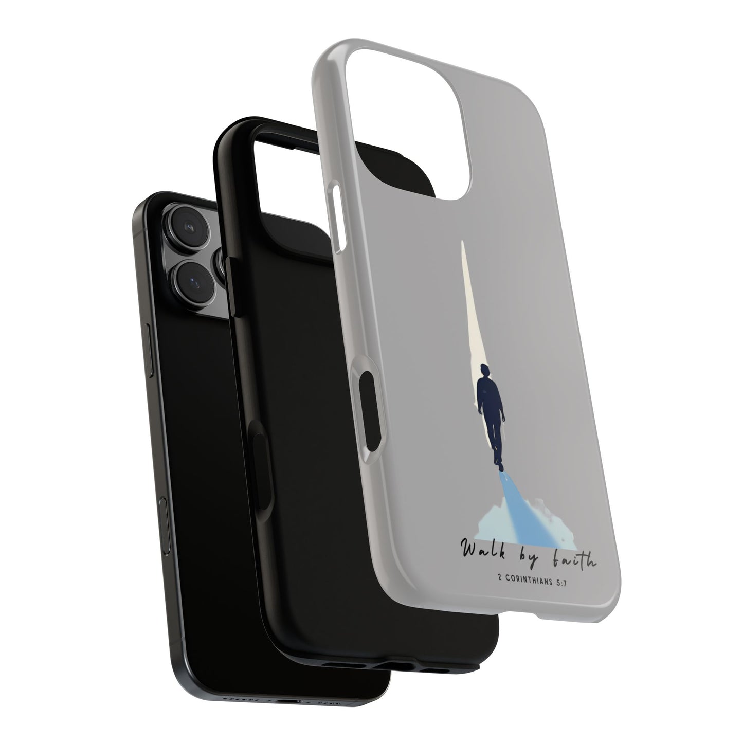Inspirational Tough Phone Case - "Walk by Faith" Design - Bible Verse Phone Protection