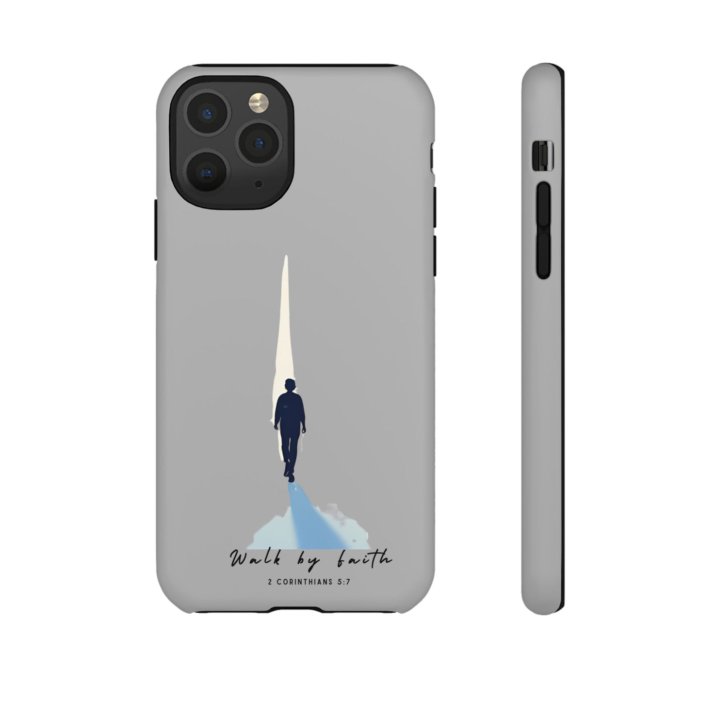 Inspirational Tough Phone Case - "Walk by Faith" Design - Bible Verse Phone Protection