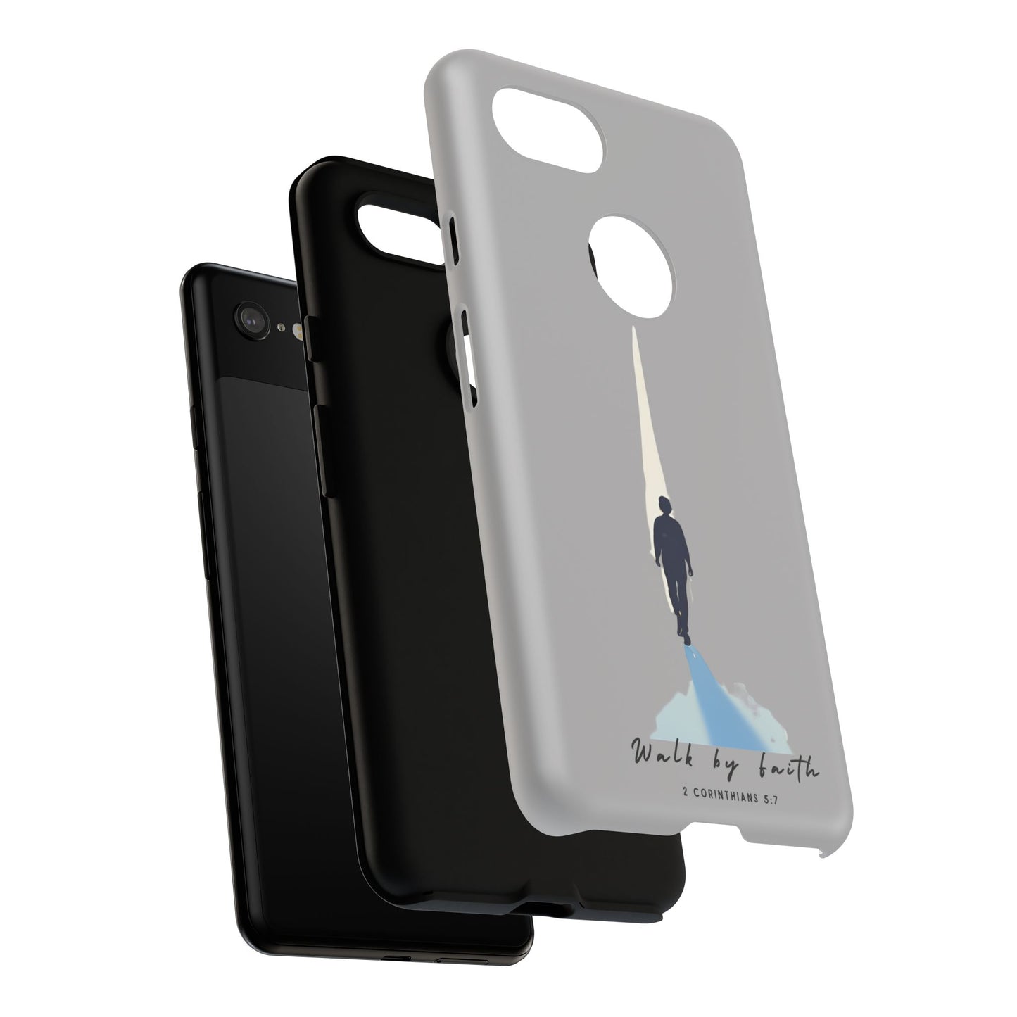Inspirational Tough Phone Case - "Walk by Faith" Design - Bible Verse Phone Protection