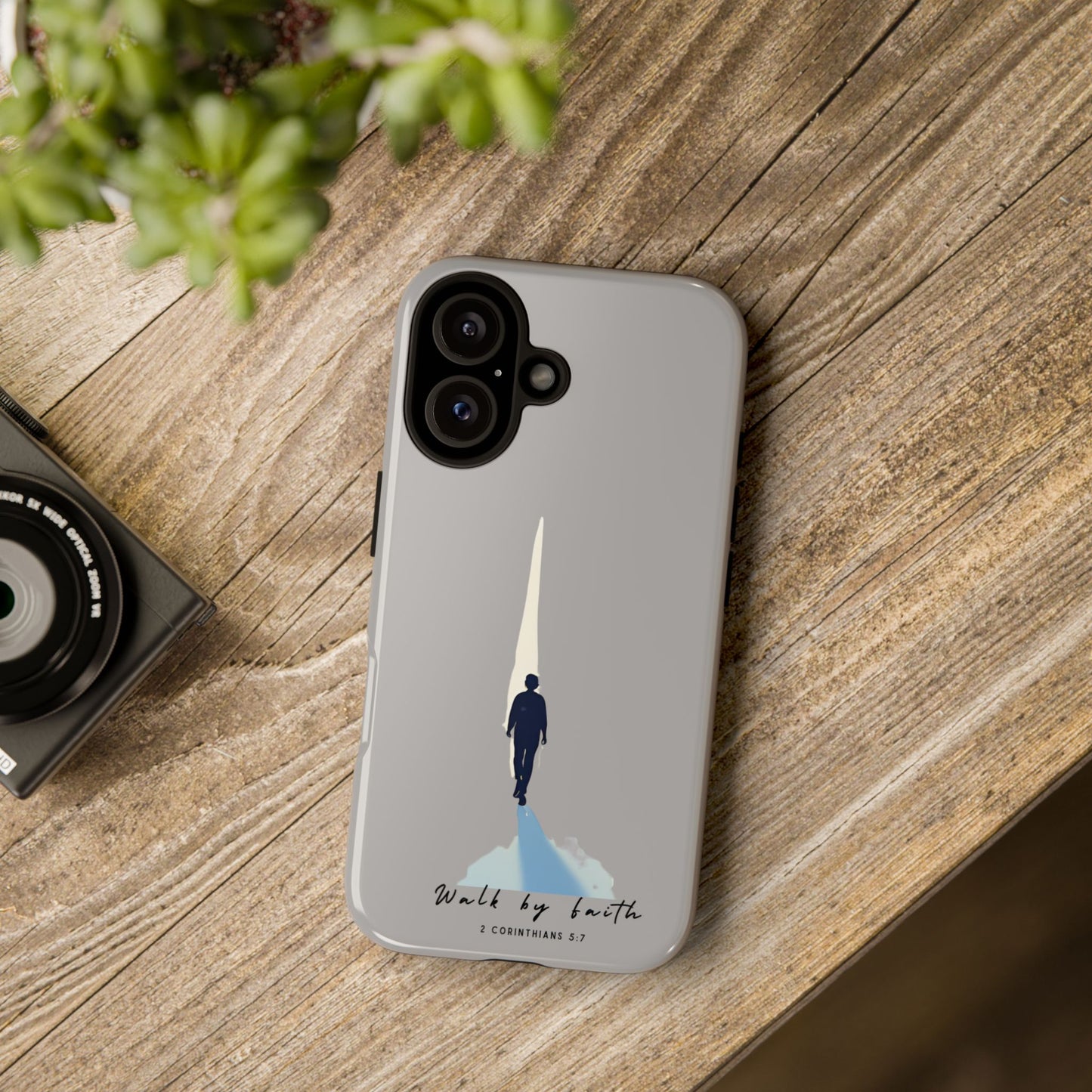 Inspirational Tough Phone Case - "Walk by Faith" Design - Bible Verse Phone Protection