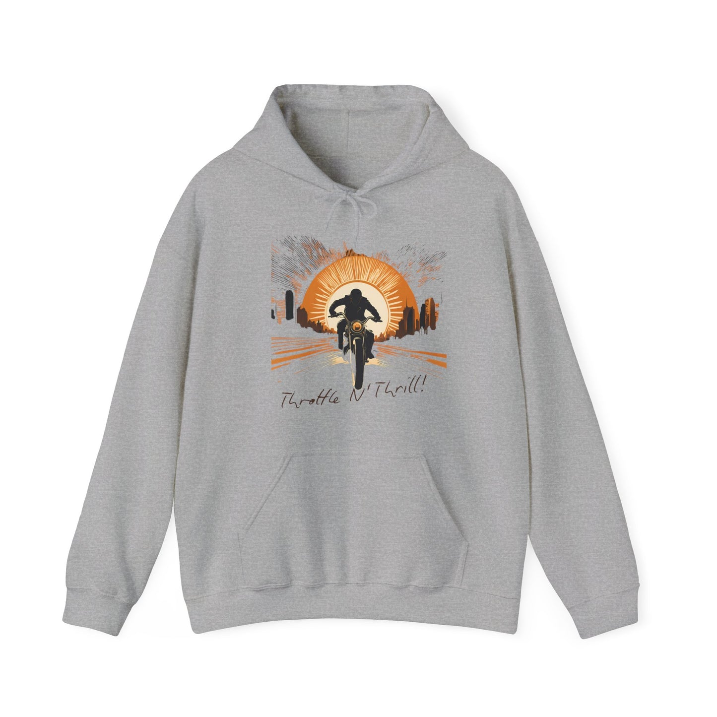 Graphic Unisex Heavy Blend Throttle and Thrill Bikers Graphic Hoodie