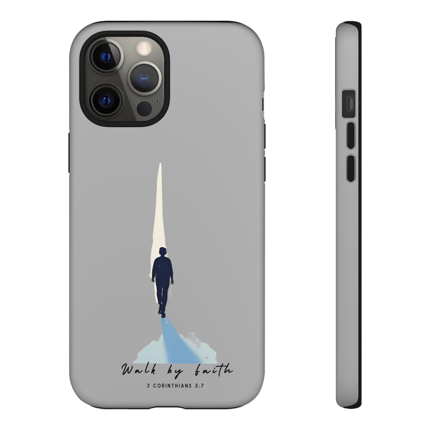 Inspirational Tough Phone Case - "Walk by Faith" Design - Bible Verse Phone Protection