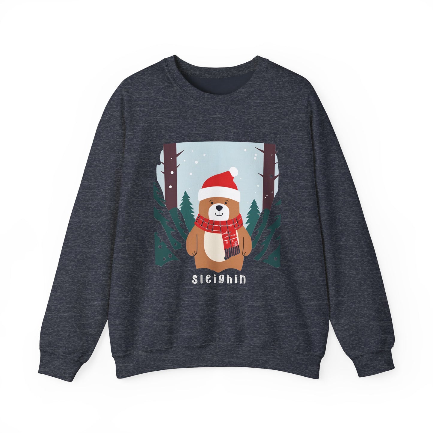 Graphic Designed Holiday Christmas Unisex Crewneck Sleighing Sweatshirt