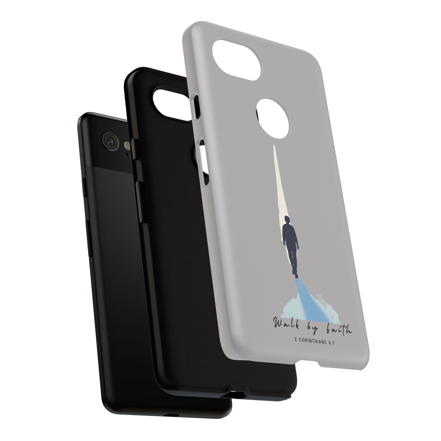 Inspirational Tough Phone Case - "Walk by Faith" Design - Bible Verse Phone Protection