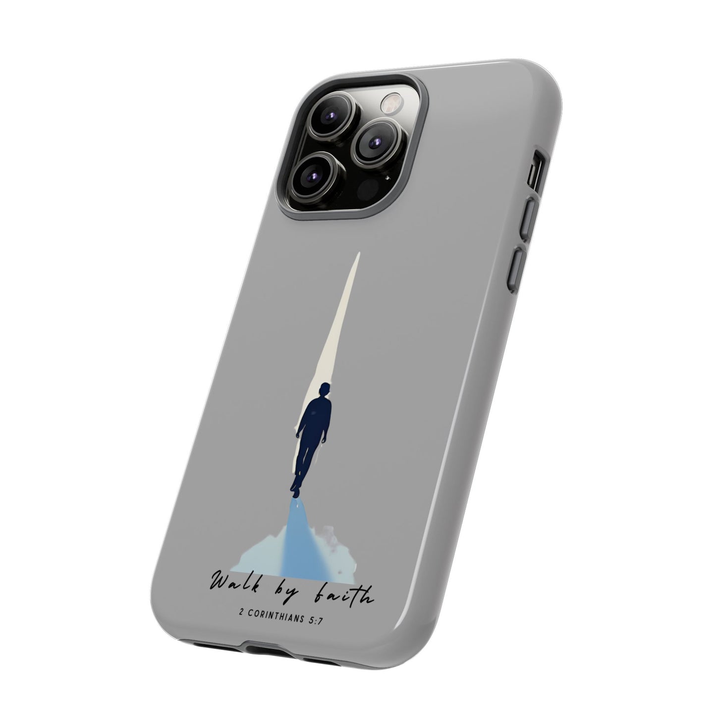 Inspirational Tough Phone Case - "Walk by Faith" Design - Bible Verse Phone Protection