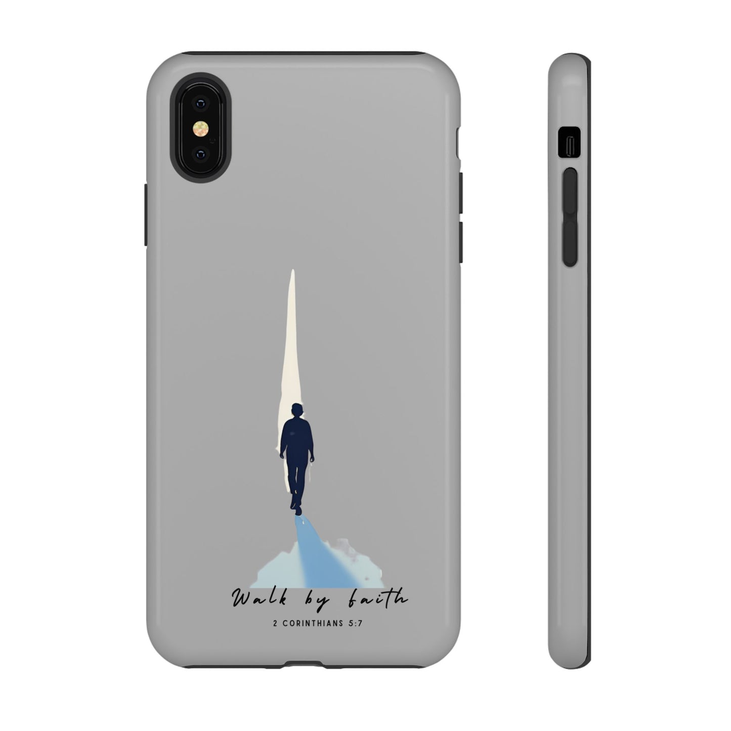Inspirational Tough Phone Case - "Walk by Faith" Design - Bible Verse Phone Protection