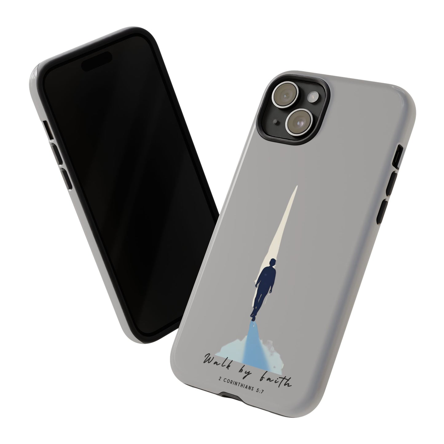 Inspirational Tough Phone Case - "Walk by Faith" Design - Bible Verse Phone Protection