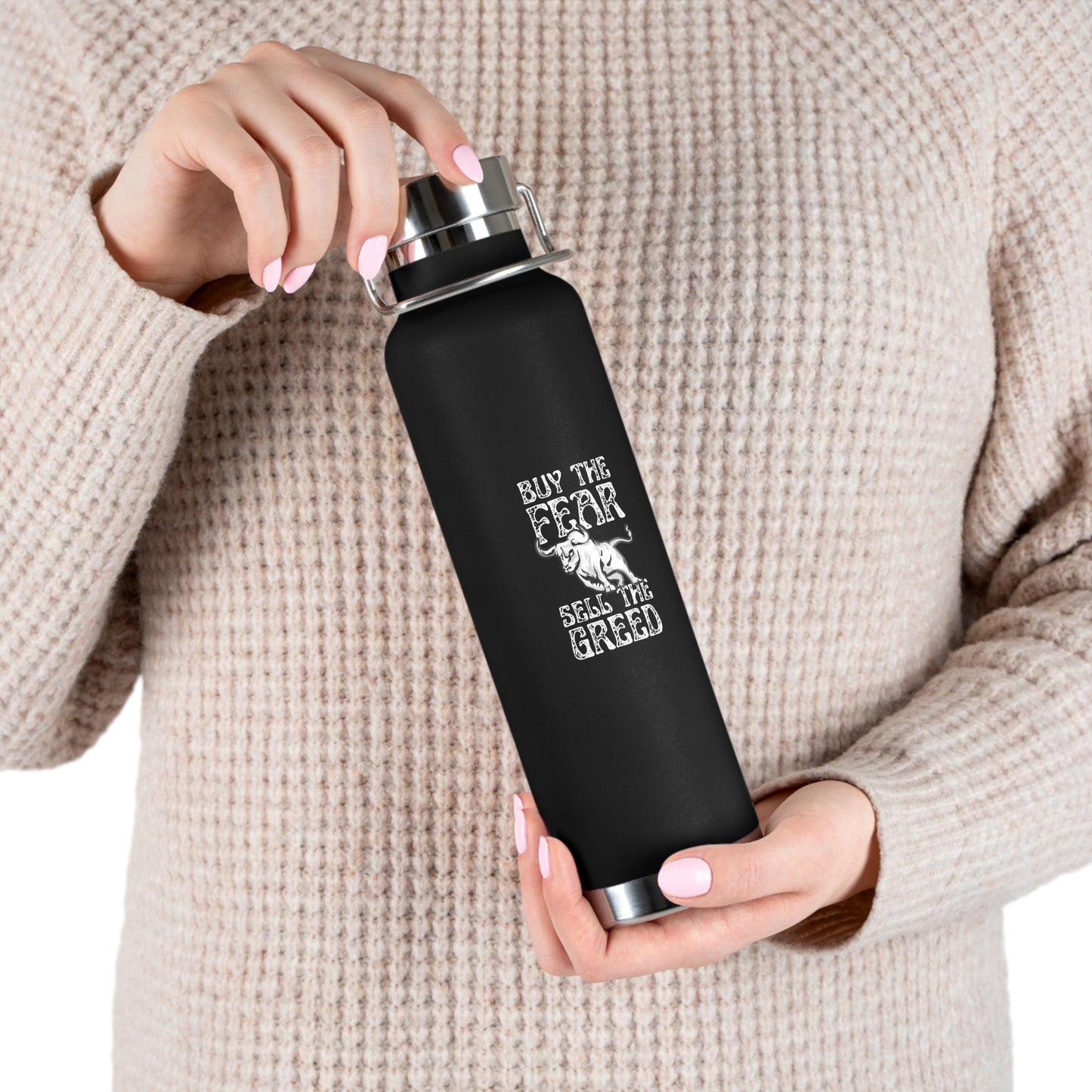 Buy The Fear Sell The Greed (Stock Market) Copper Vacuum Insulated Bottle, 22oz