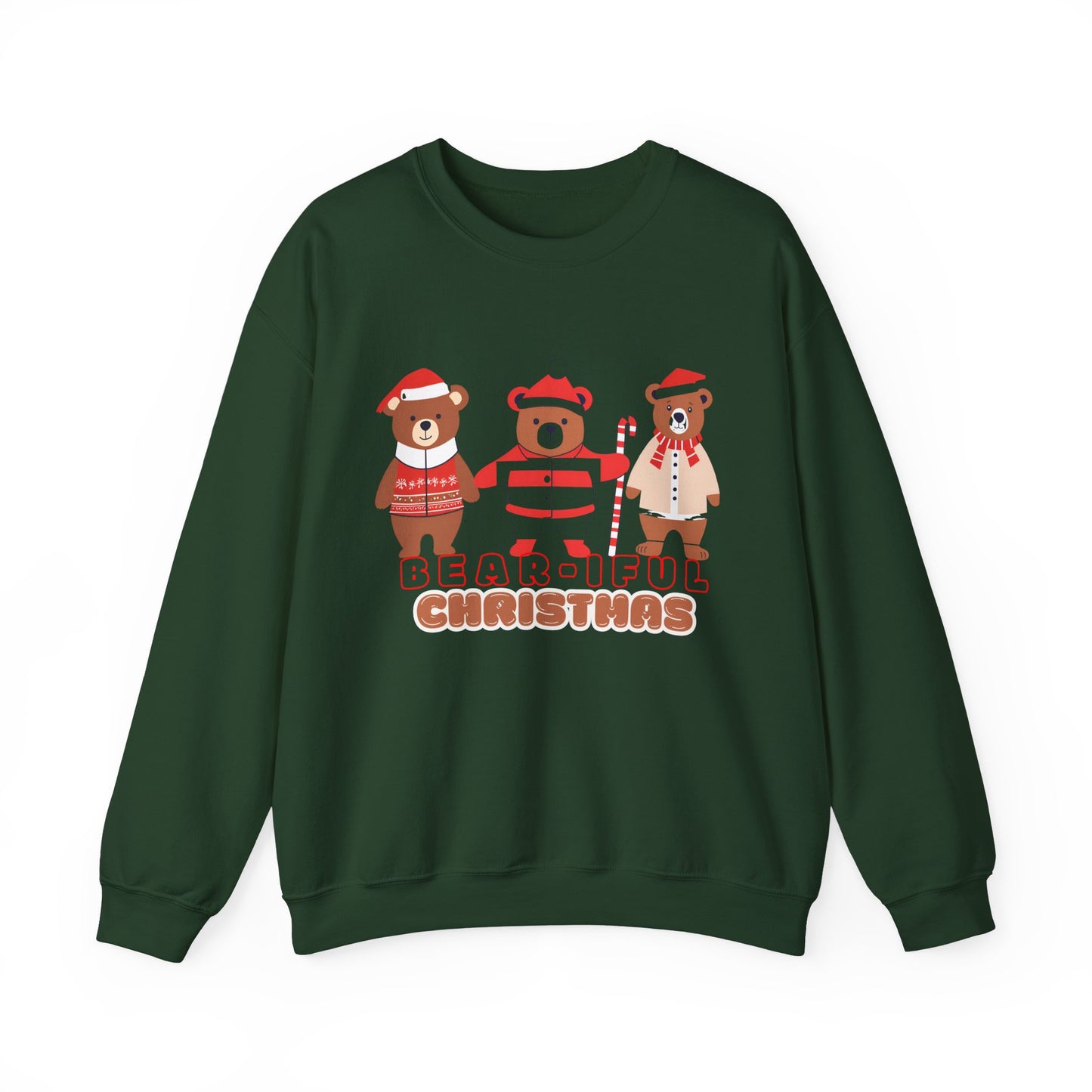 Graphic Designed Holiday Christmas "Bear-iful Christmas"Unisex Crewneck Sweatshirt