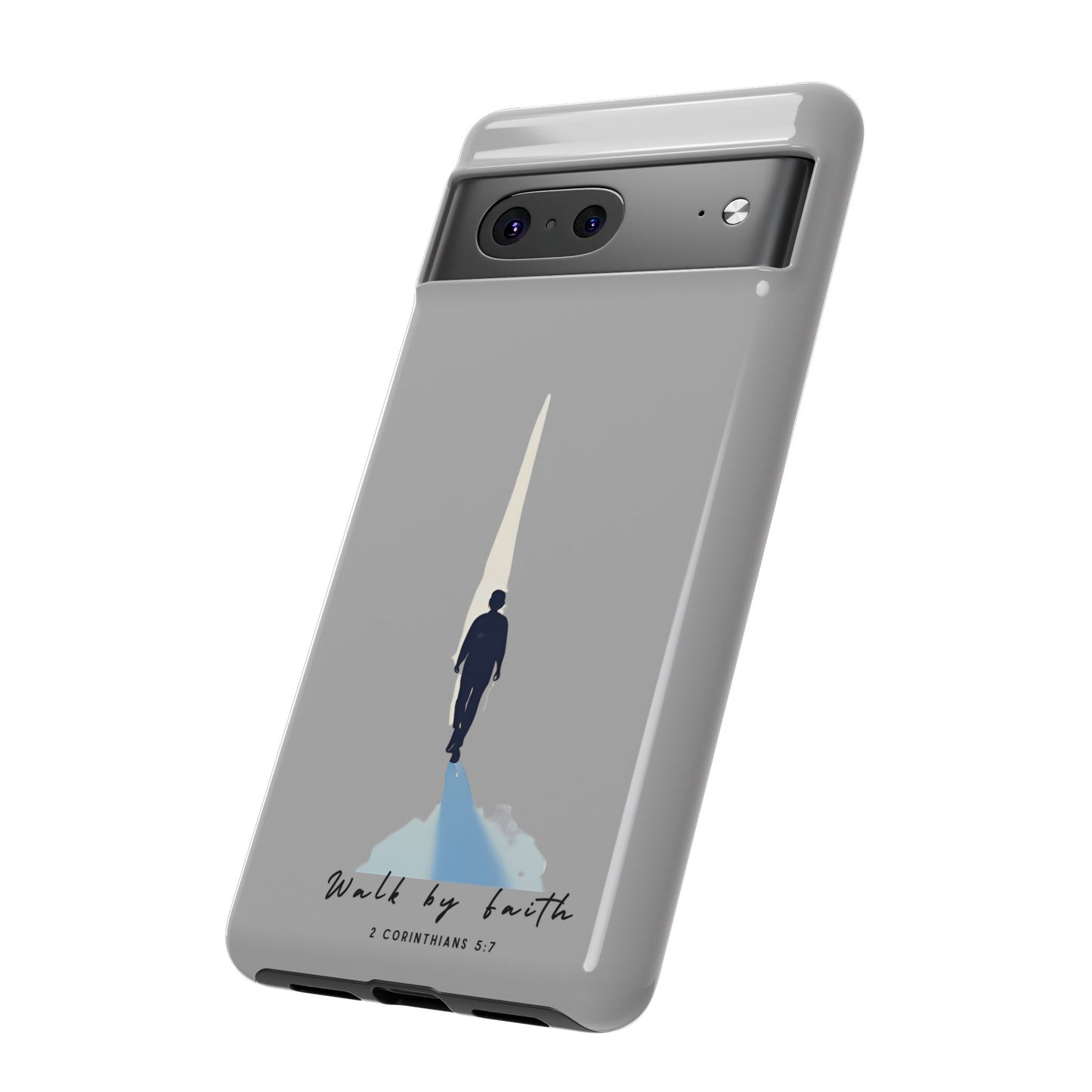 Inspirational Tough Phone Case - "Walk by Faith" Design - Bible Verse Phone Protection