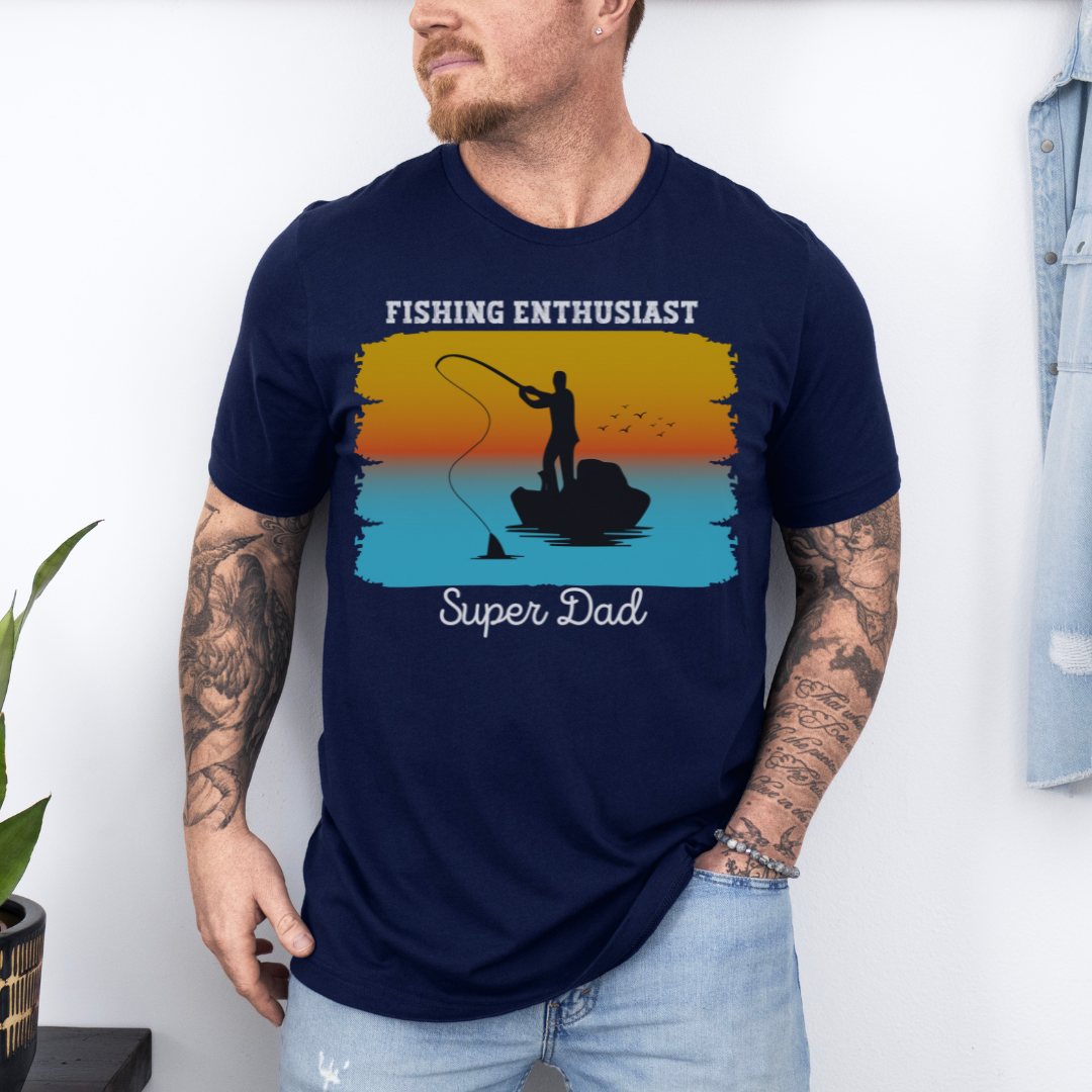 Fishing Enthusiast Super Dad Ultimate Comfort Unisex Fathers Day T-shirt