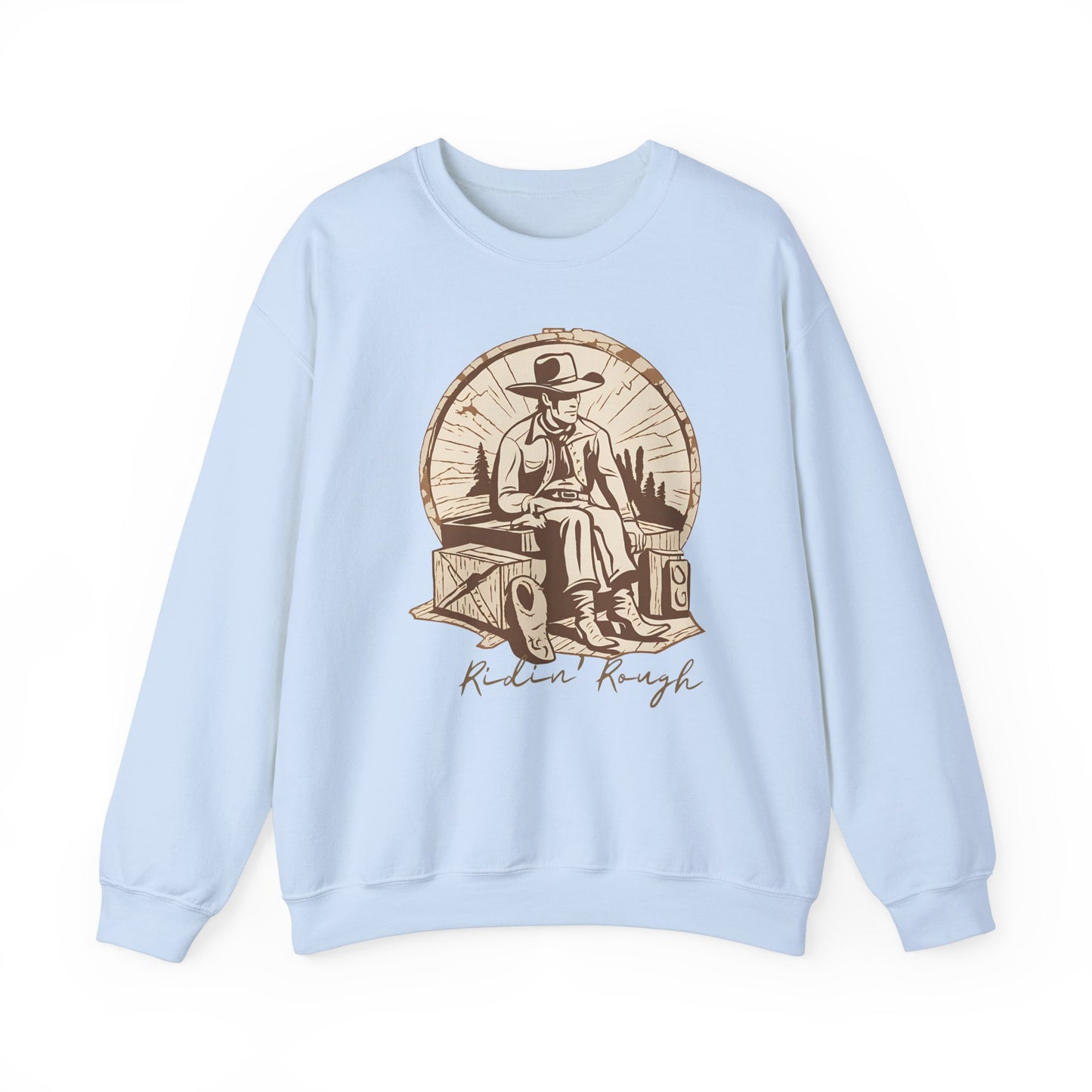 Graphic Designed Holiday Cowboy Riding Rough Unisex Crewneck Sweatshirt