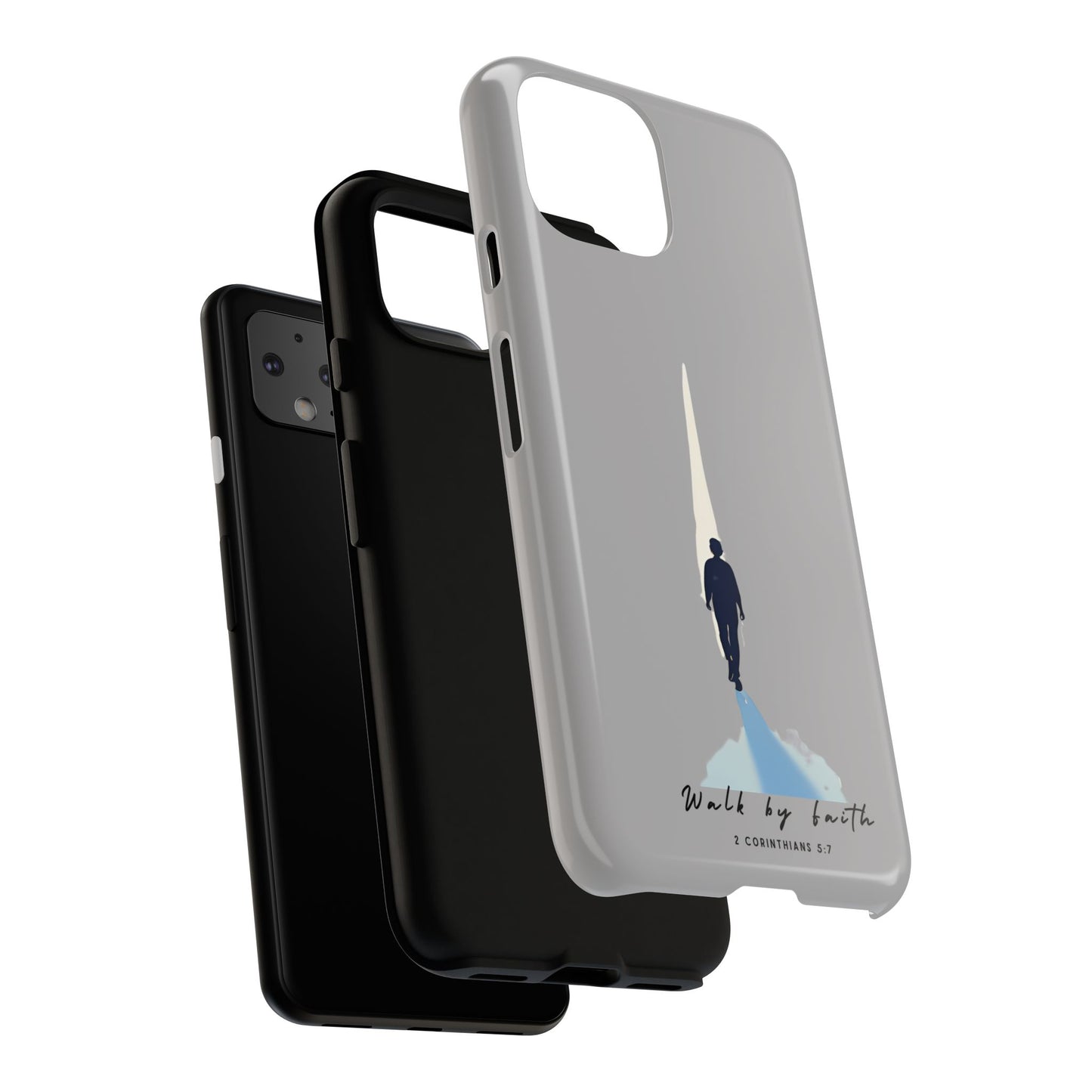 Inspirational Tough Phone Case - "Walk by Faith" Design - Bible Verse Phone Protection