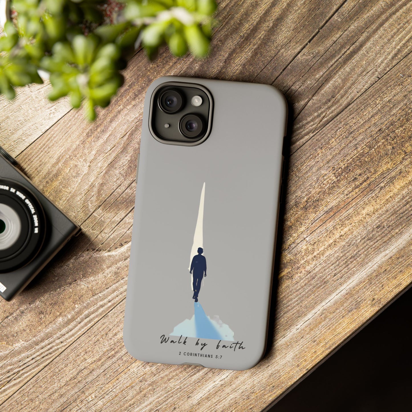 Inspirational Tough Phone Case - "Walk by Faith" Design - Bible Verse Phone Protection