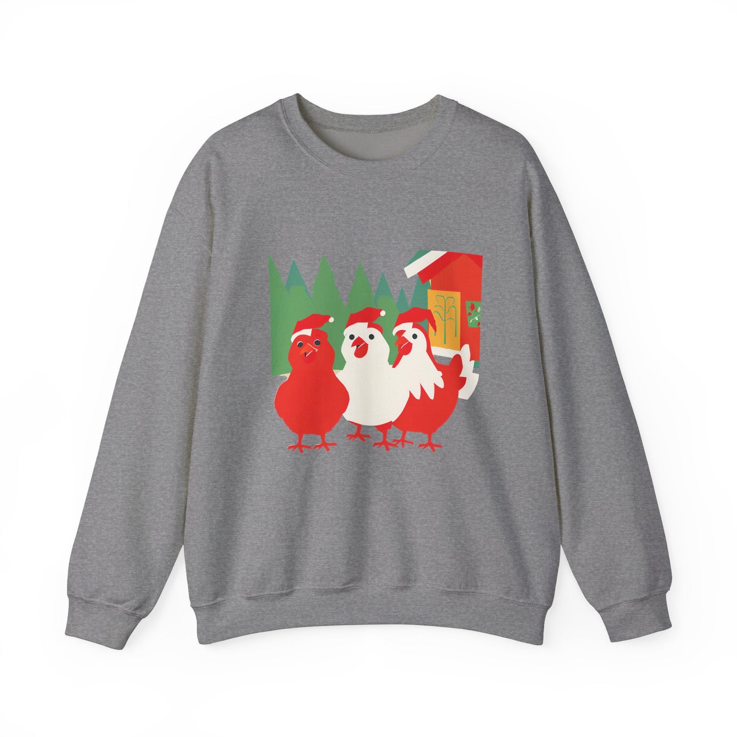 Graphic Designed Holiday Christmas Chicken Unisex Crewneck Sweatshirt