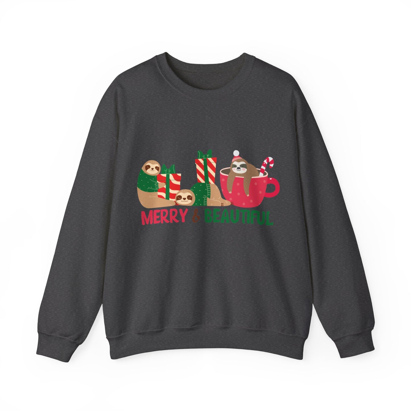 Graphic Designed Holiday Christmas Merry and Bright Unisex Crewneck Sweatshirt