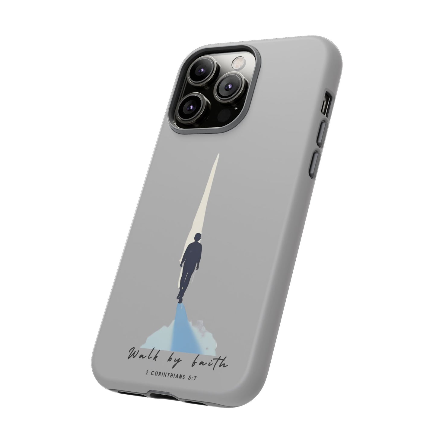 Inspirational Tough Phone Case - "Walk by Faith" Design - Bible Verse Phone Protection