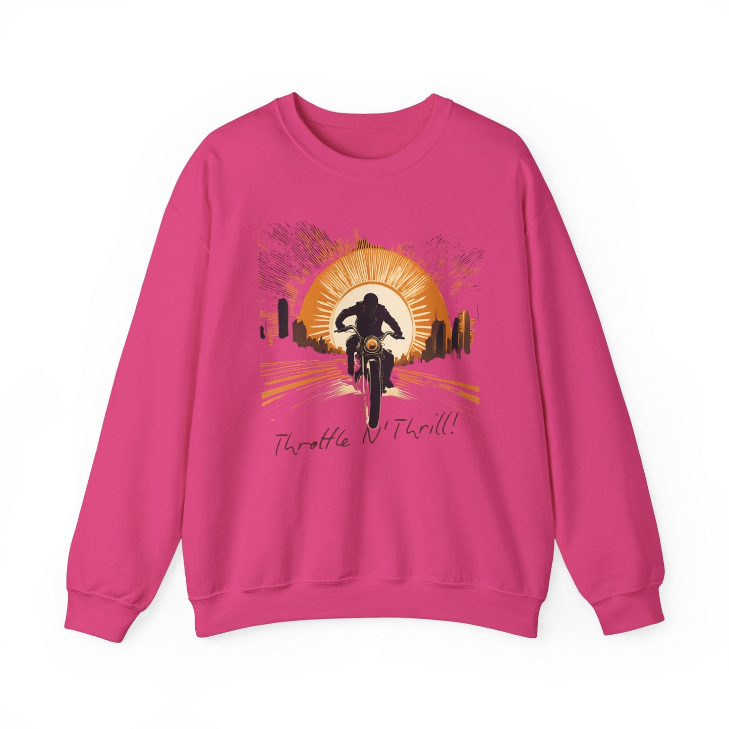 Graphic Designed Throttle and Thrill Bikers Crewneck Sweatshirt