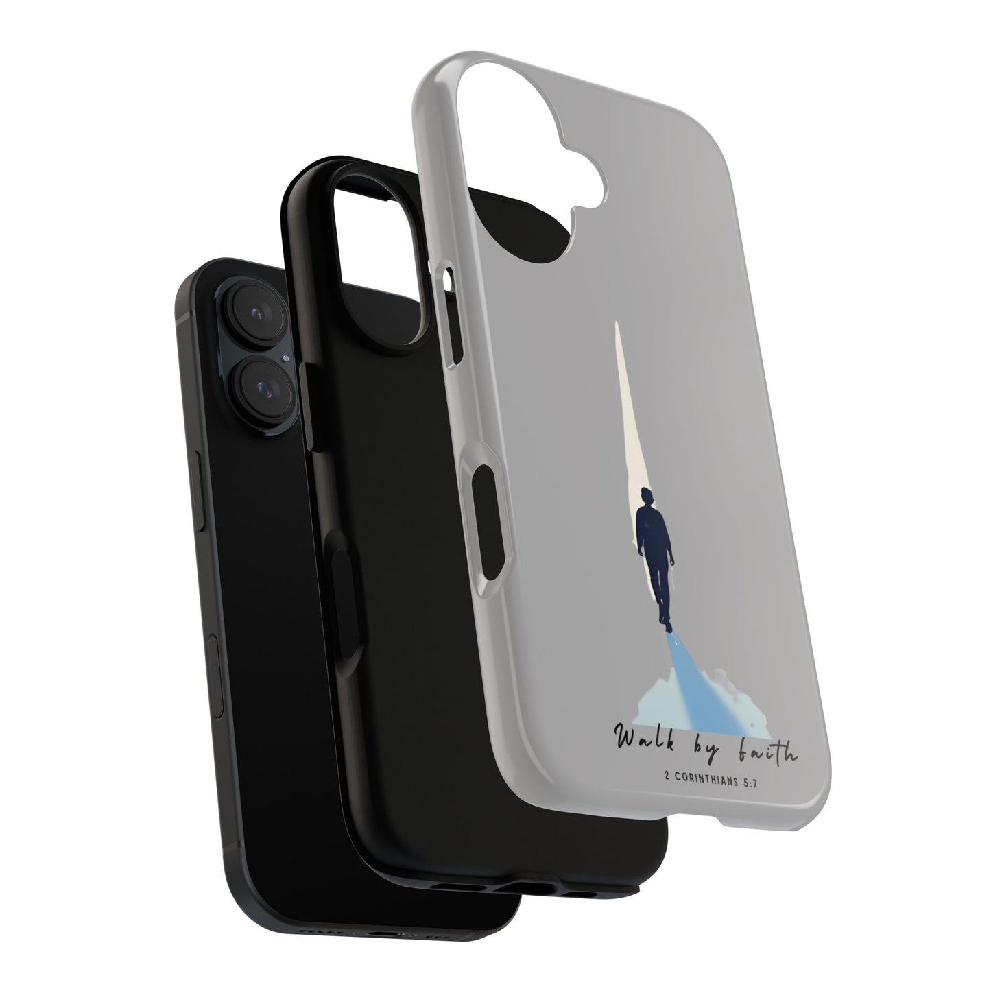 Inspirational Tough Phone Case - "Walk by Faith" Design - Bible Verse Phone Protection