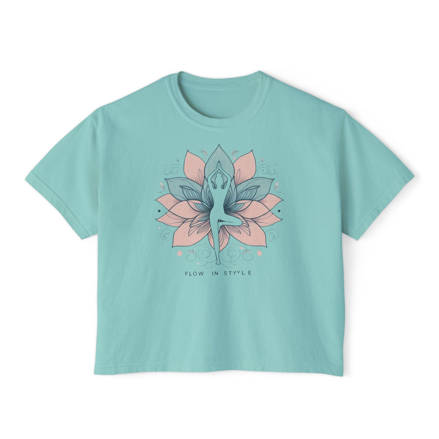 Graphic Meditation Women's Boxy Tee - Casual Love Design for Everyday Yoga