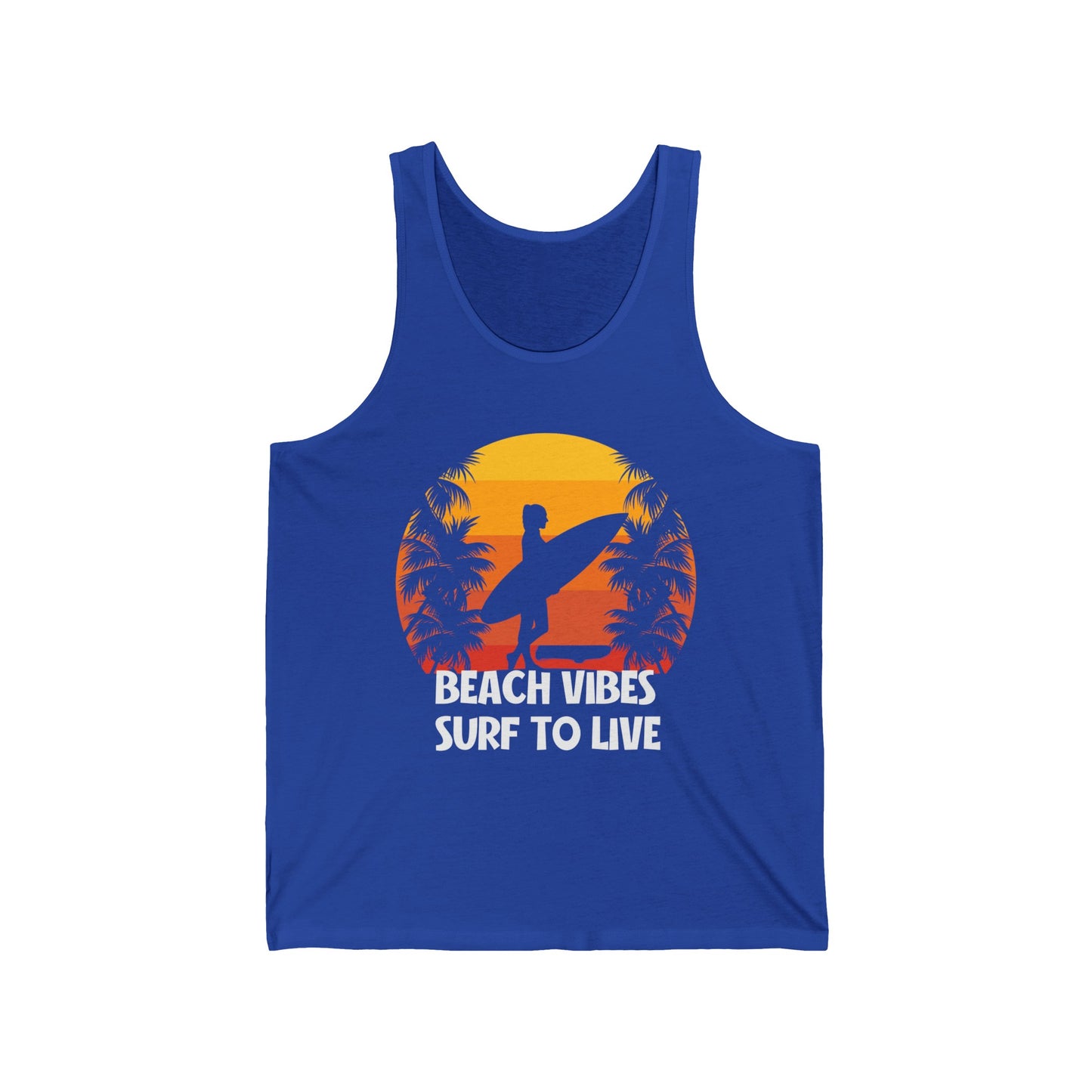 Beach Vibe Surf To Live Summer Ultimate Comfort Styled Unisex Tank Top