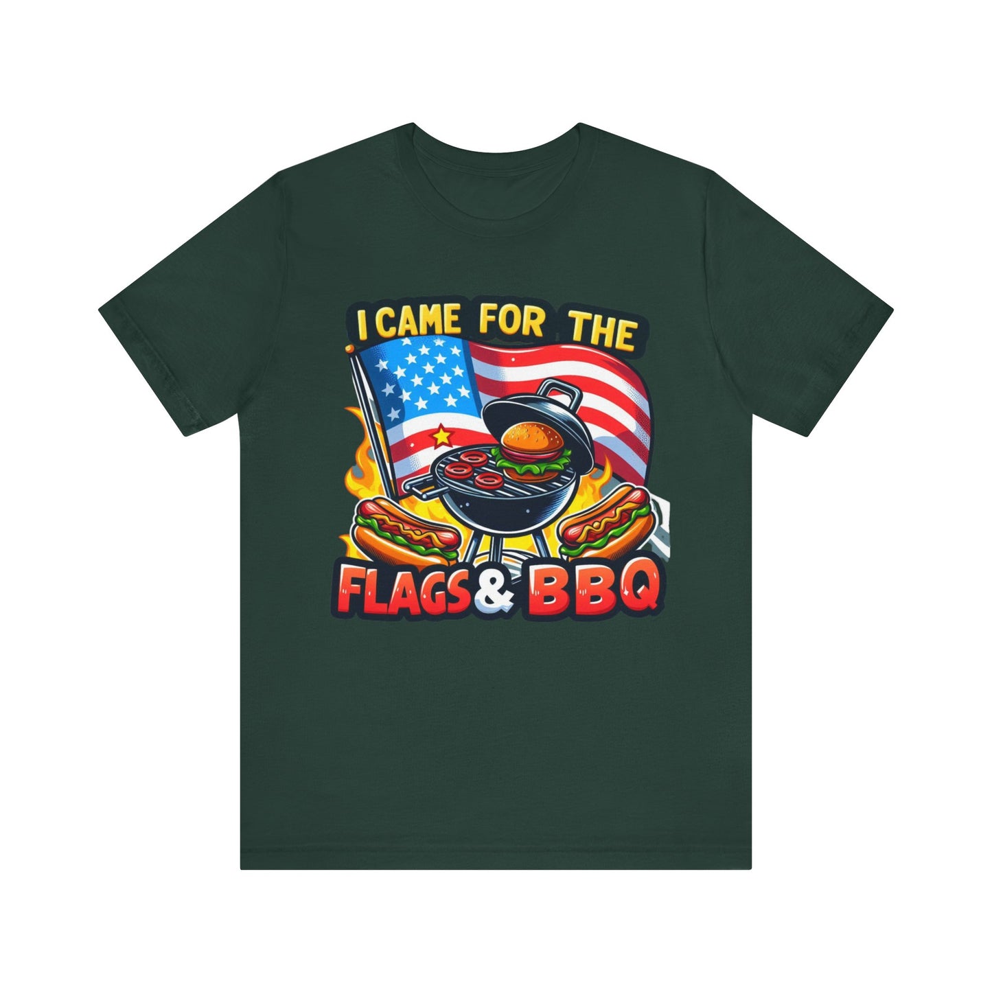 US Flag Day Commemorative Graphic T-shirts, Here for the Flag & BBQ Tee