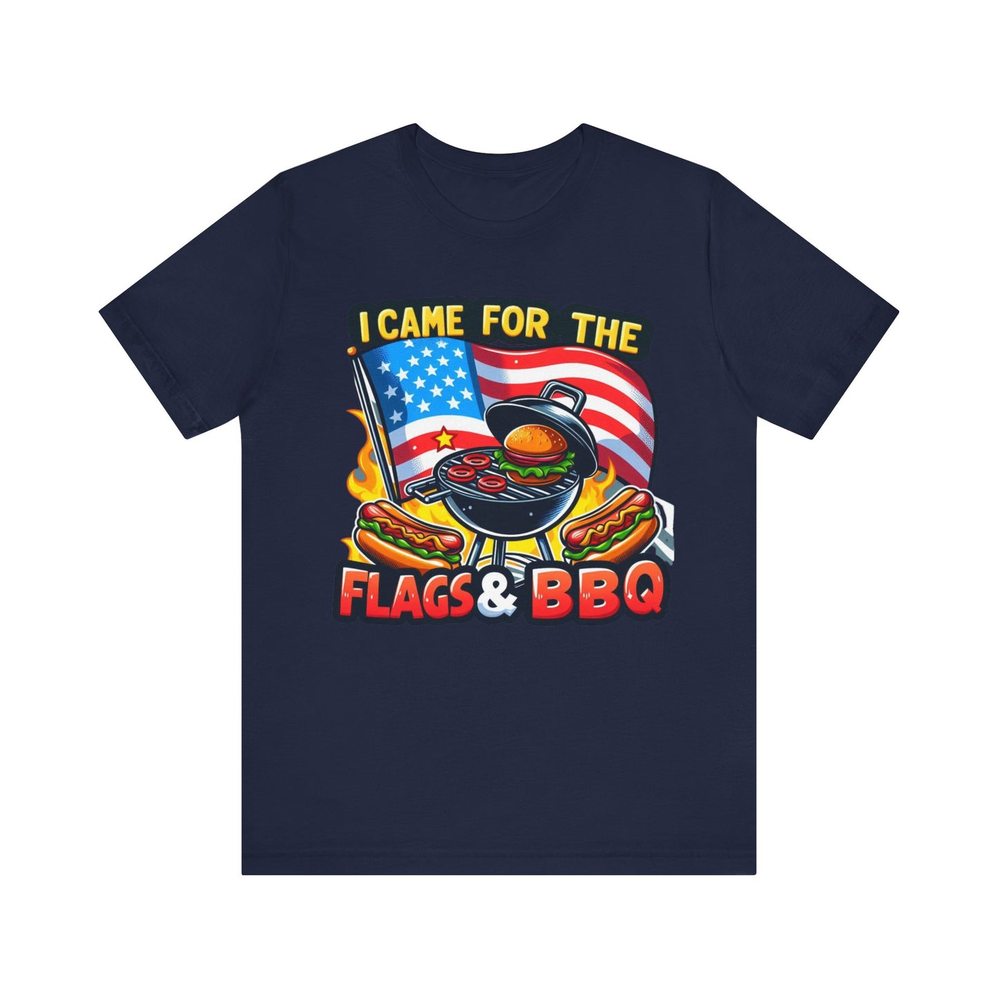 US Flag Day Commemorative Graphic T-shirts, Here for the Flag & BBQ Tee