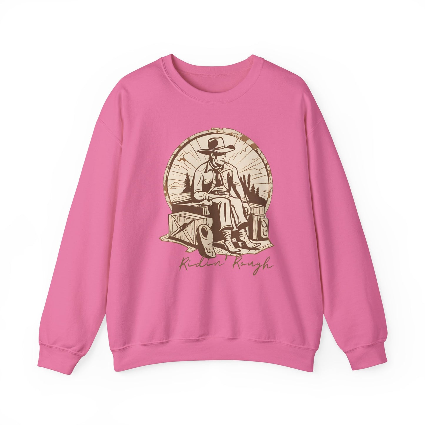 Graphic Designed Holiday Cowboy Riding Rough Unisex Crewneck Sweatshirt