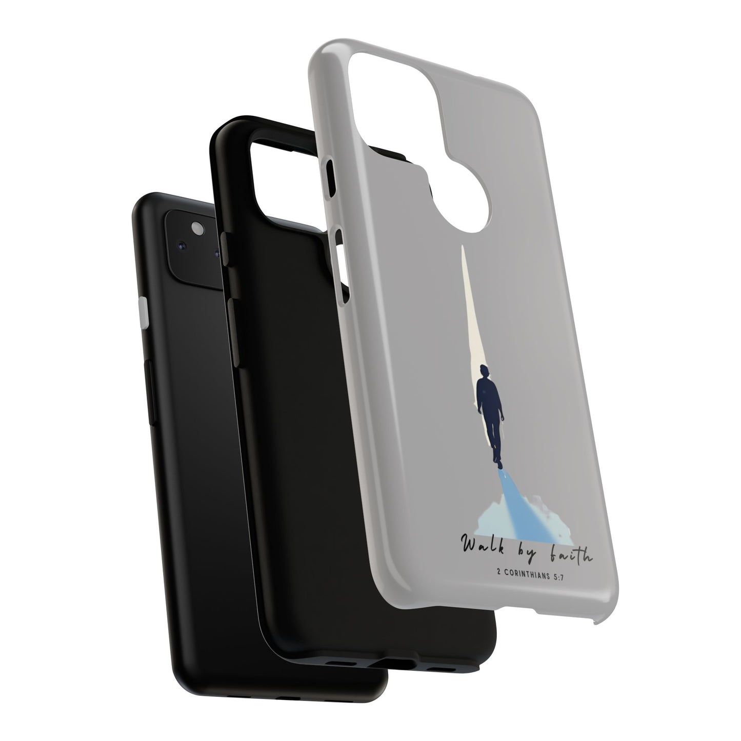 Inspirational Tough Phone Case - "Walk by Faith" Design - Bible Verse Phone Protection