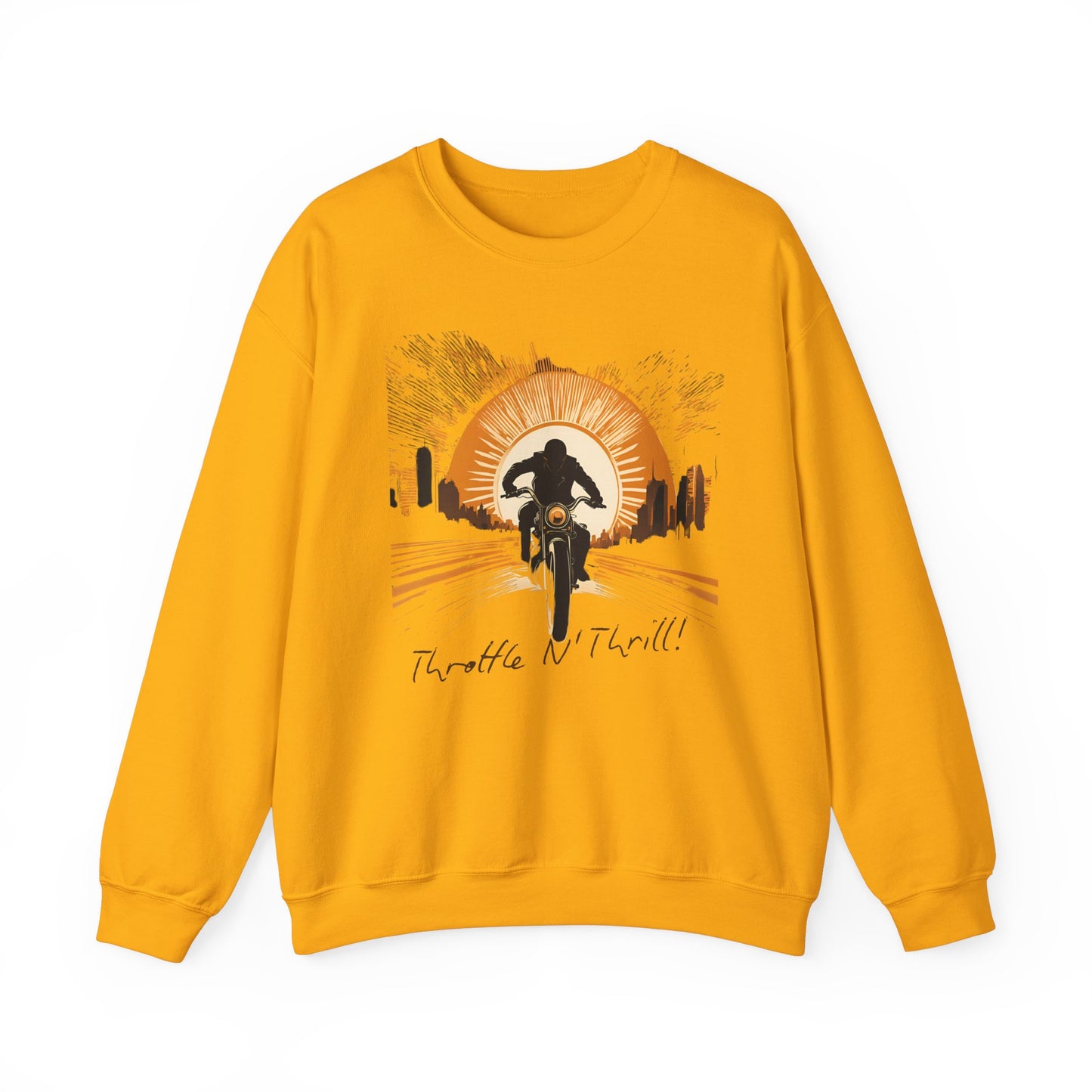 Graphic Designed Throttle and Thrill Bikers Crewneck Sweatshirt