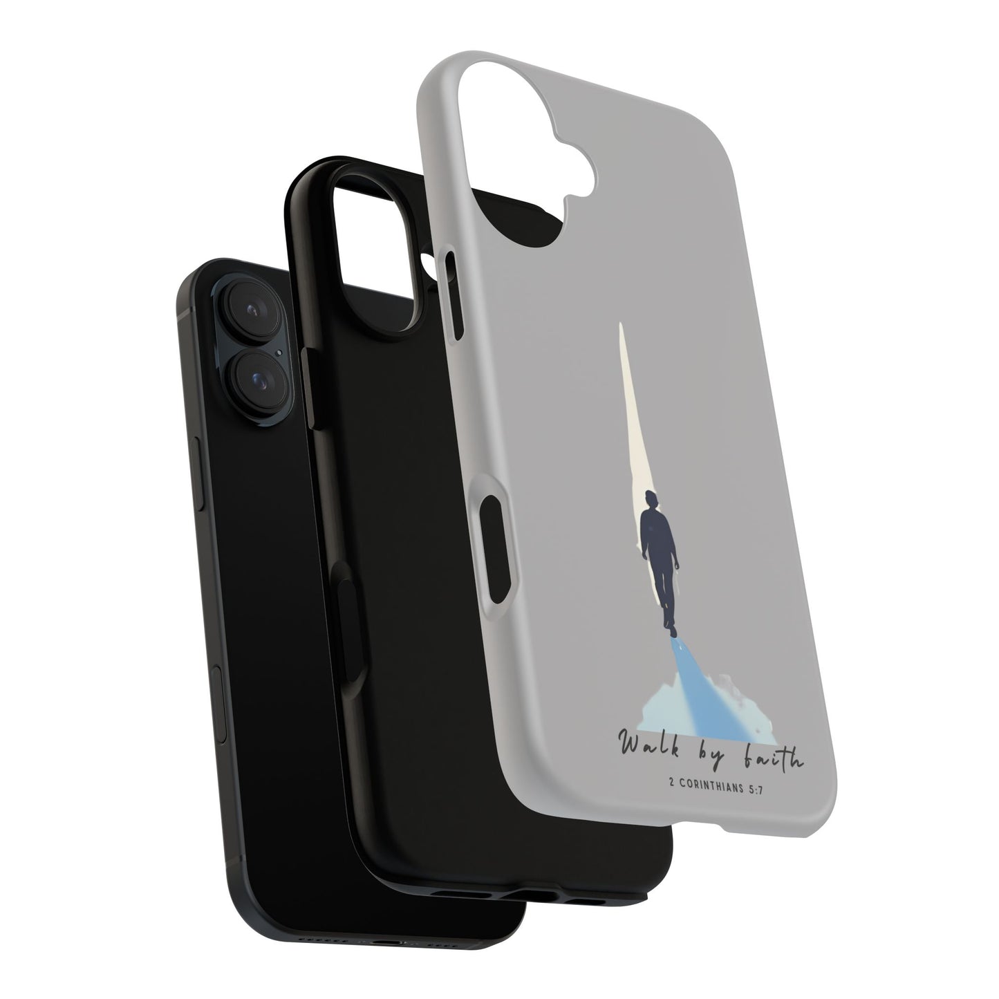 Inspirational Tough Phone Case - "Walk by Faith" Design - Bible Verse Phone Protection