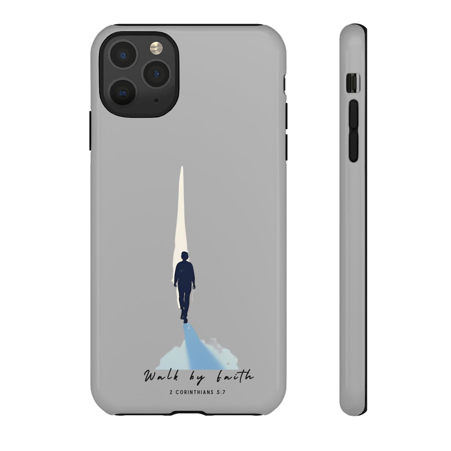 Inspirational Tough Phone Case - "Walk by Faith" Design - Bible Verse Phone Protection