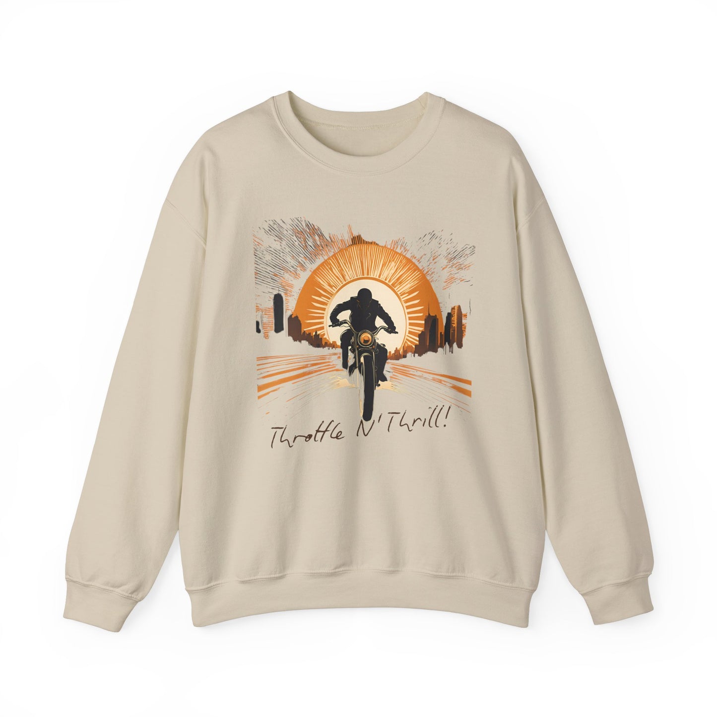 Graphic Designed Throttle and Thrill Bikers Crewneck Sweatshirt